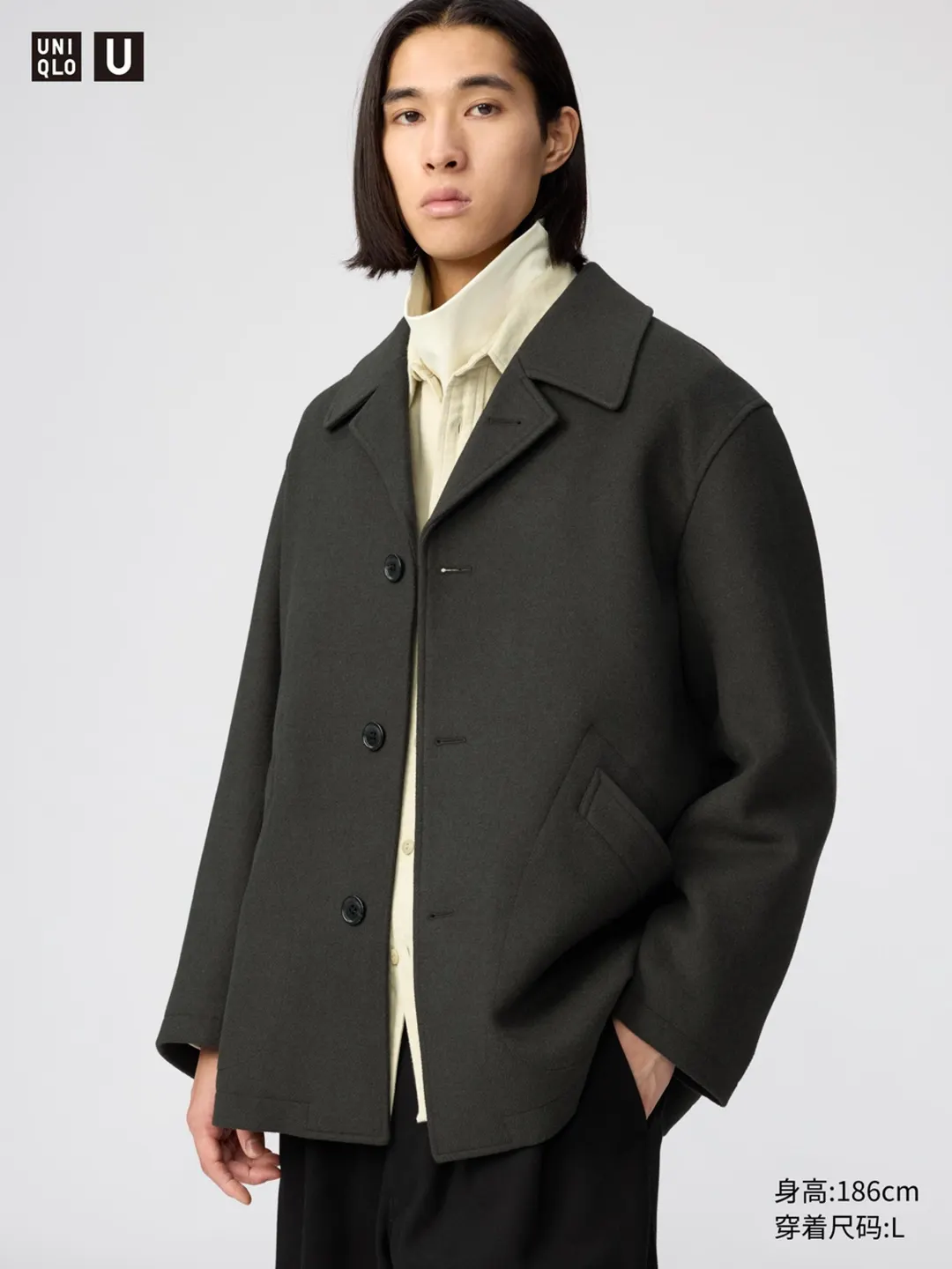 Полупальто из смесовой шерсти, Uniqlo