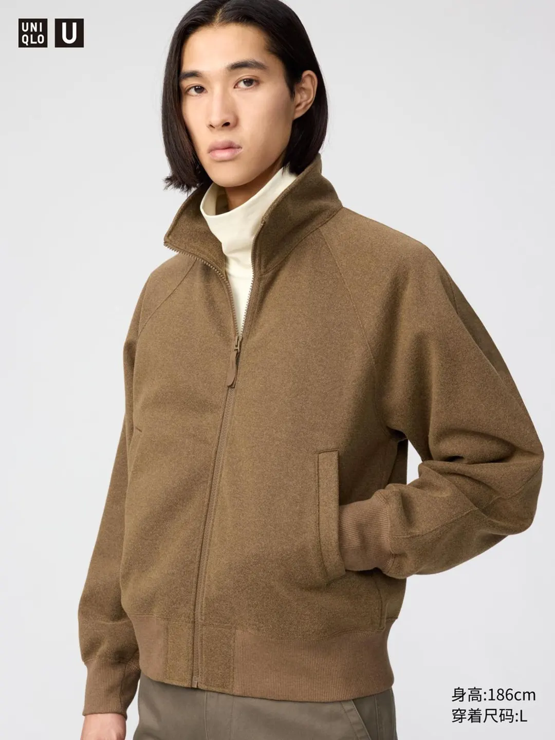 Куртка из материала под замшу на молнии, Uniqlo