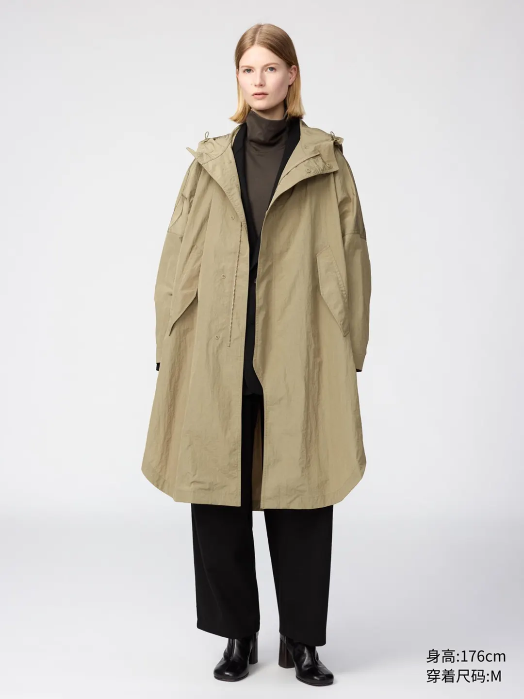Длинное пальто с капюшоном, Uniqlo