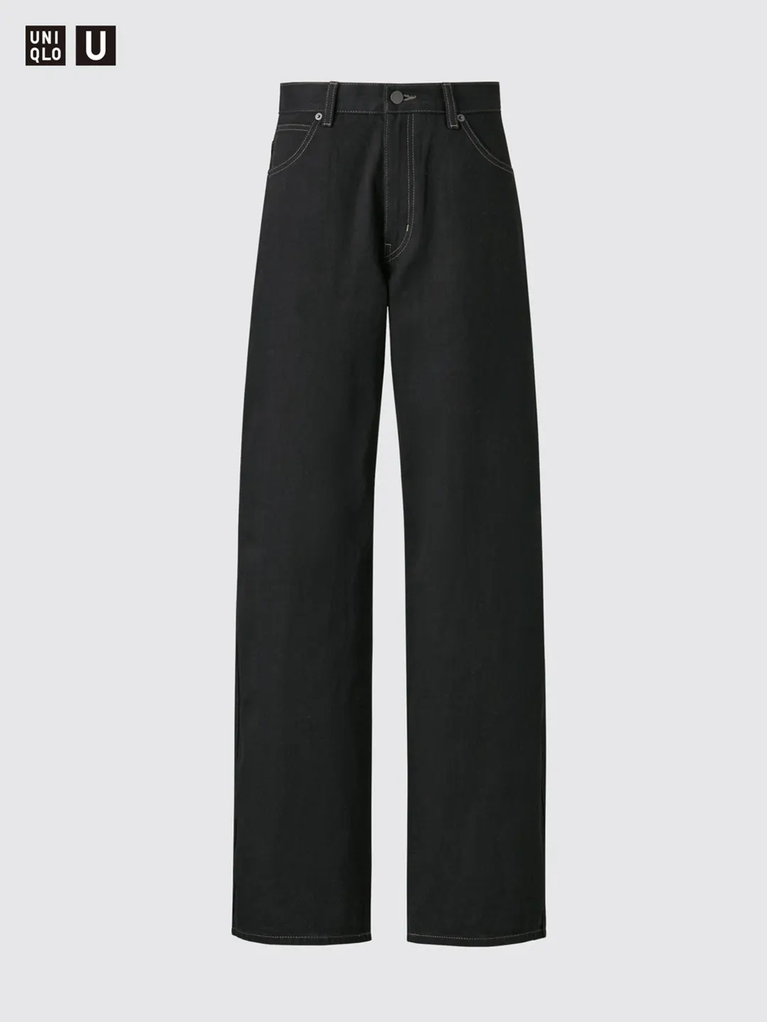 Широкие прямые джинсы с эффектом стирки, Uniqlo