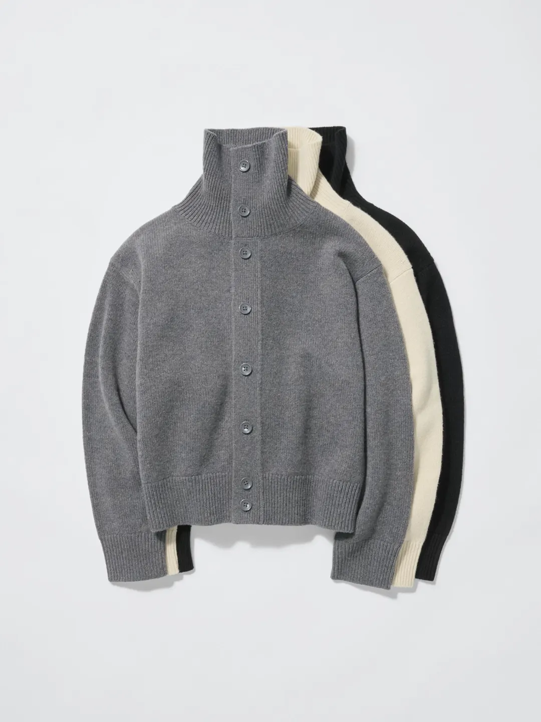 Кардиган с воротником-стойкой из мягкой овечьей шерсти, Uniqlo