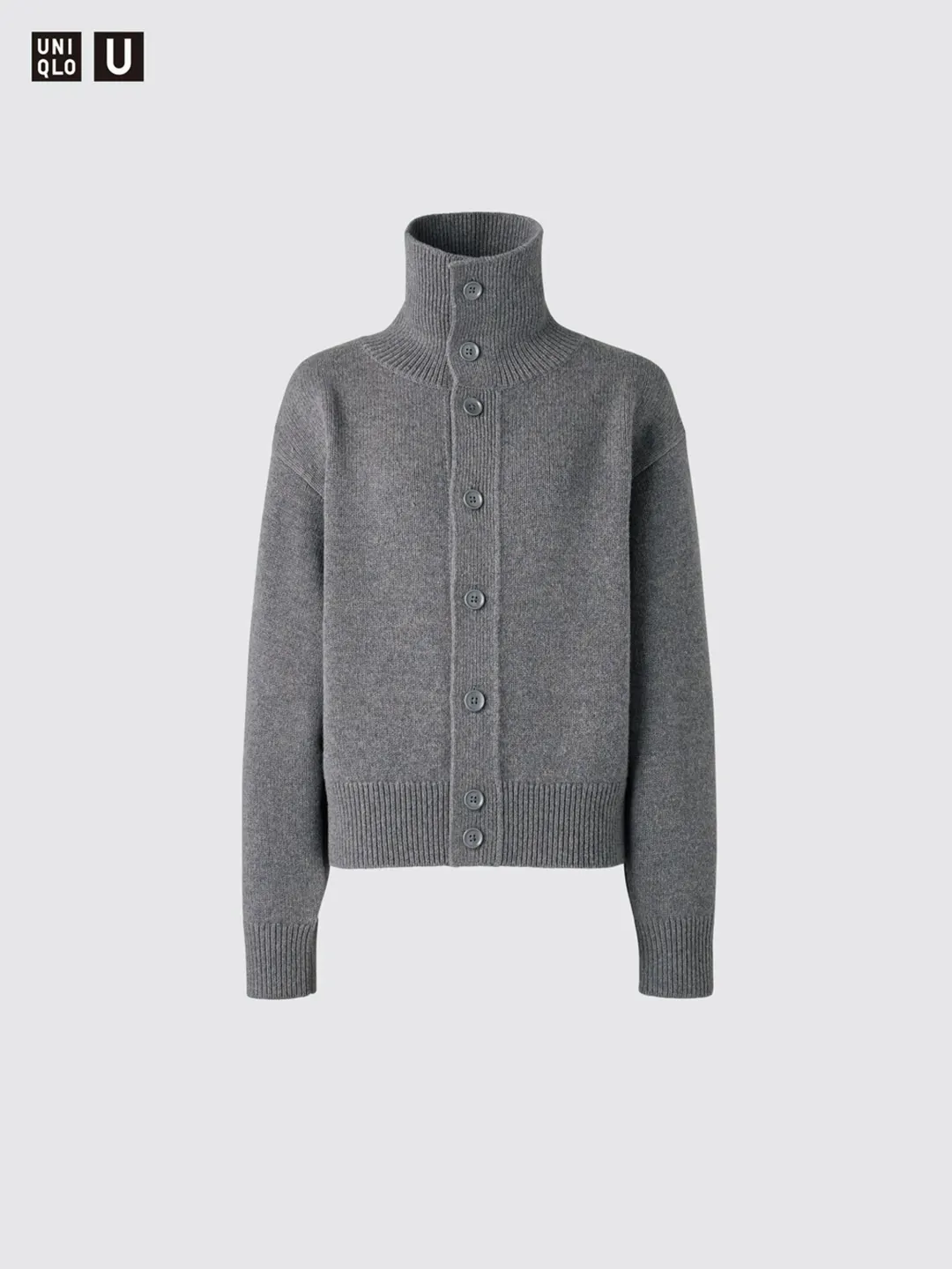 Кардиган с воротником-стойкой из мягкой овечьей шерсти, Uniqlo