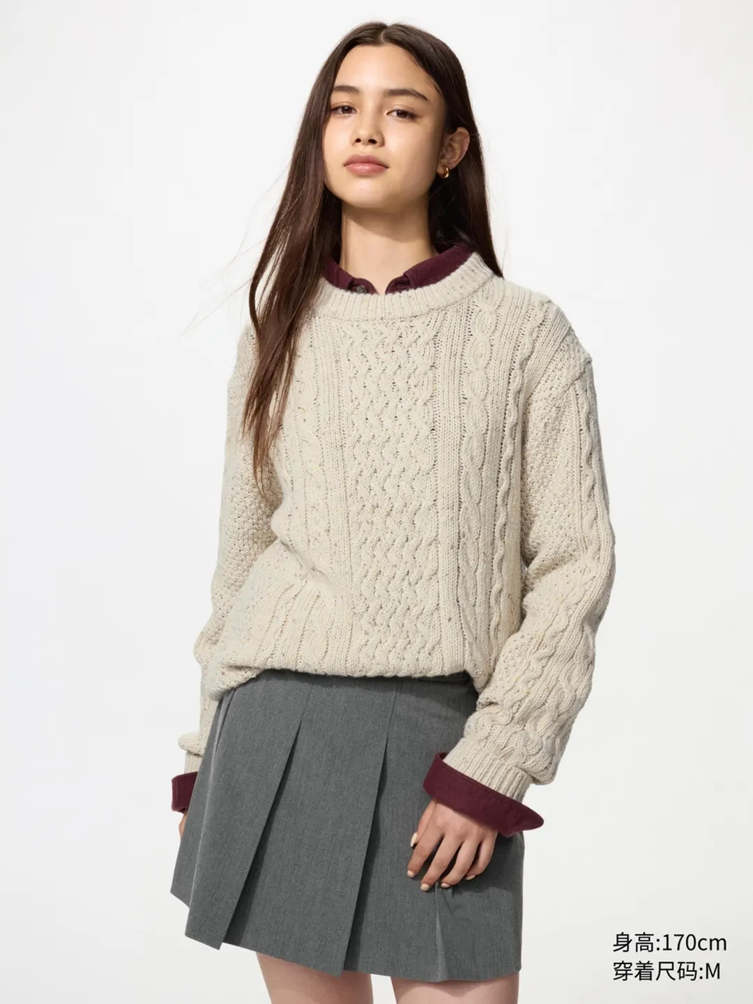 Джемпер крупной вязки с узором косы, Uniqlo