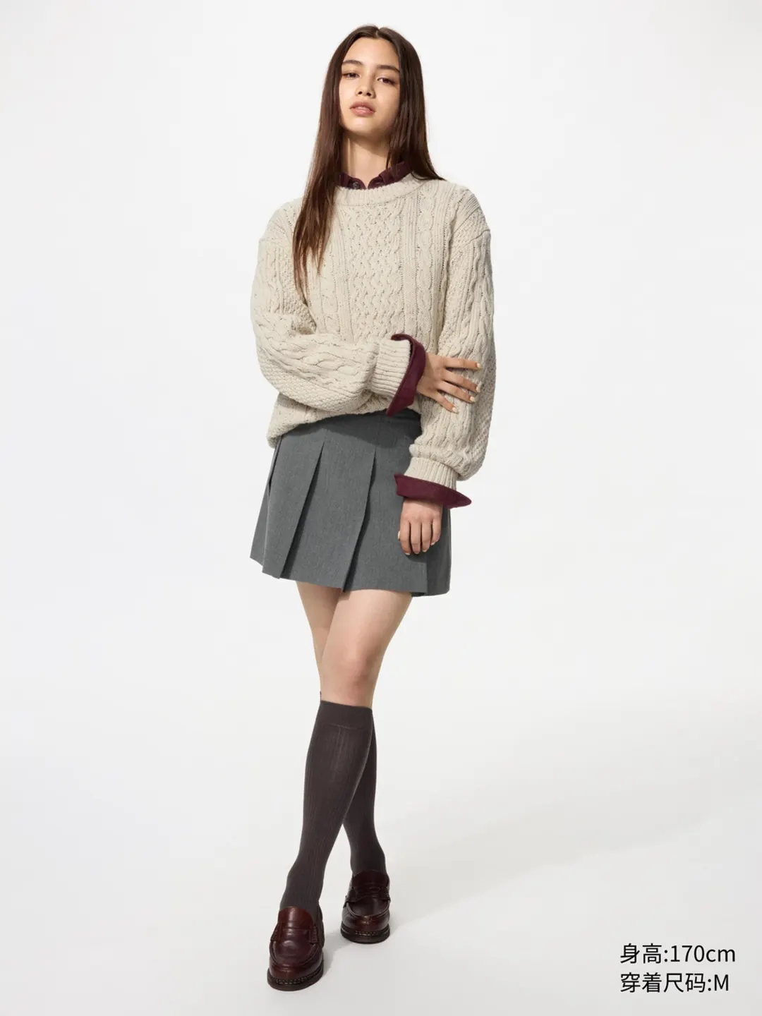 Джемпер крупной вязки с узором косы, Uniqlo
