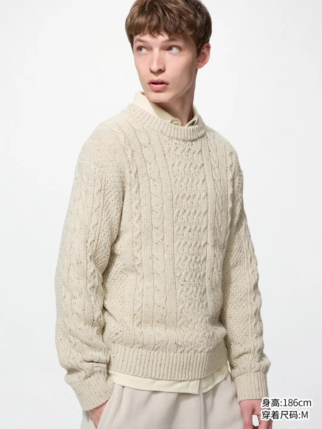 Джемпер крупной вязки с узором косы, Uniqlo