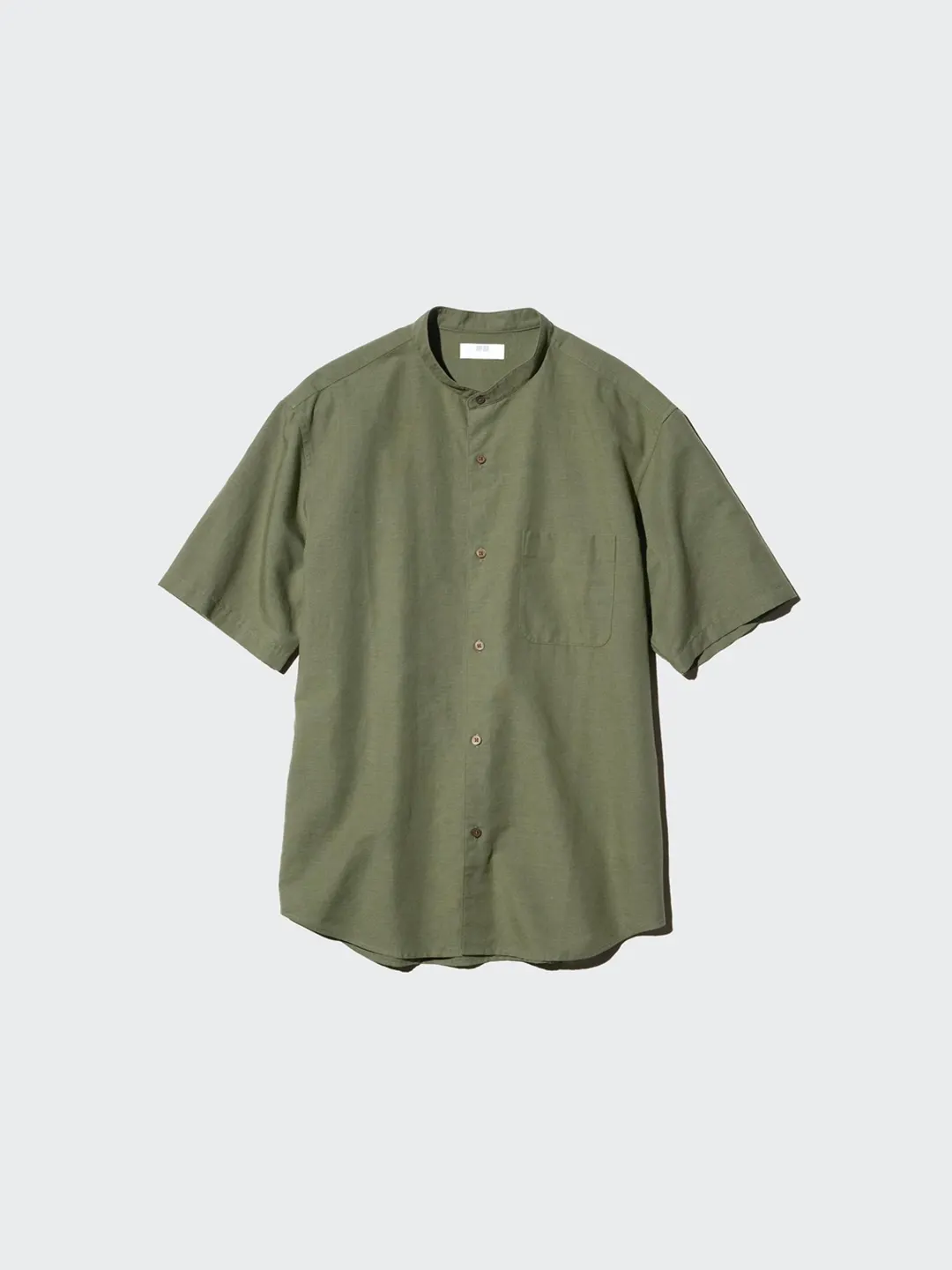 Рубашка из смеси хлопка и льна с воротником-стойкой, Uniqlo