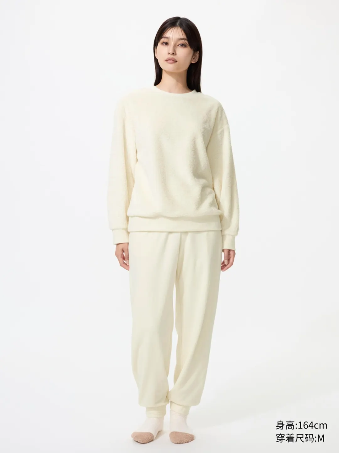 Комплект для отдыха из флиса с длинными рукавами и брюками, Uniqlo