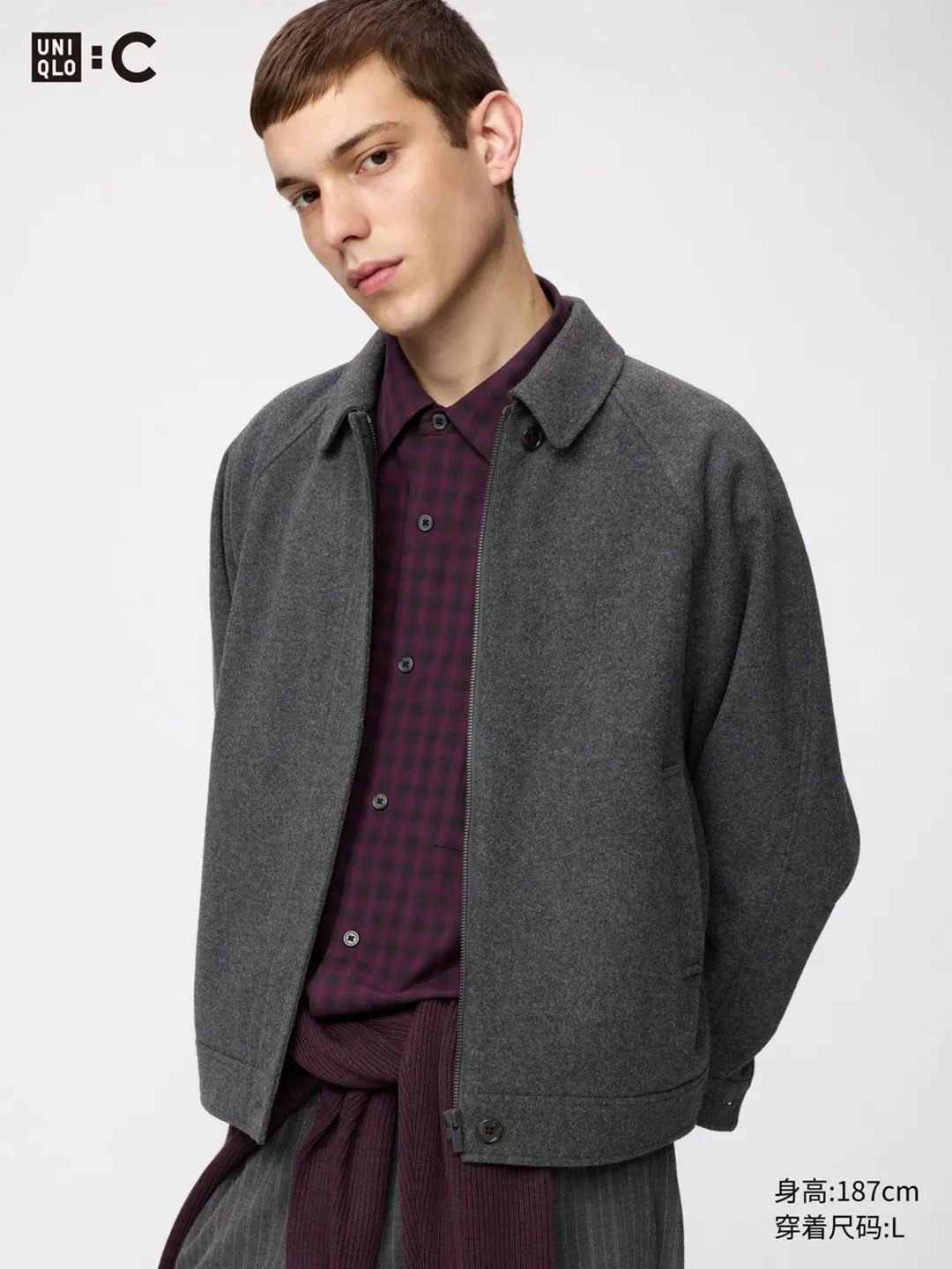 Куртка харрингтон из смесовой шерсти, Uniqlo