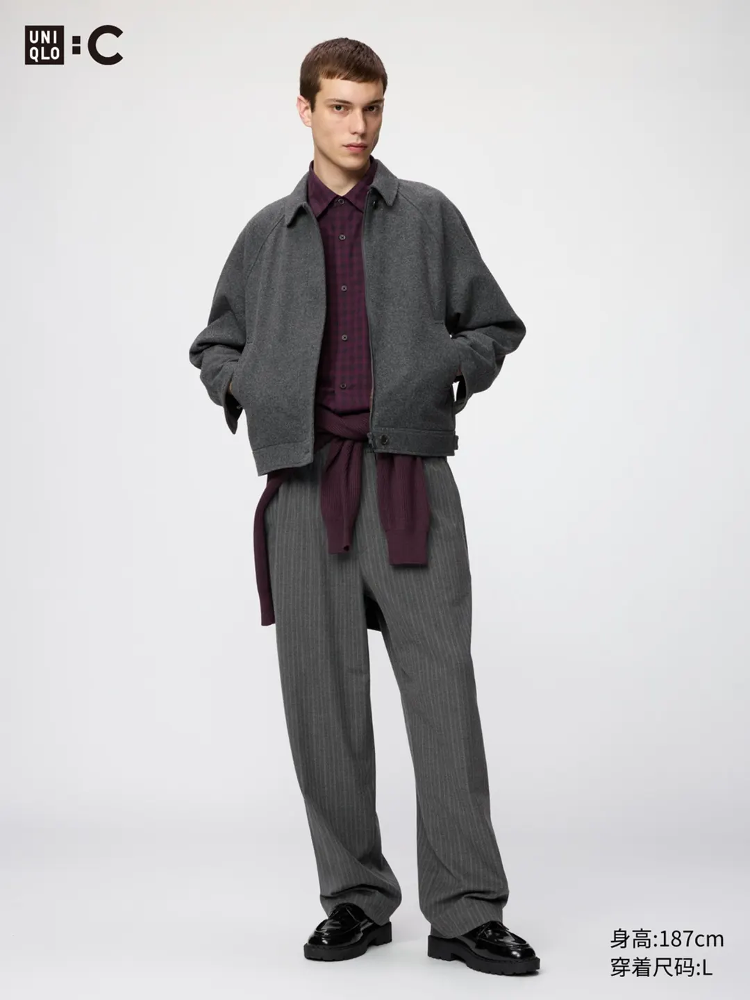 Куртка харрингтон из смесовой шерсти, Uniqlo
