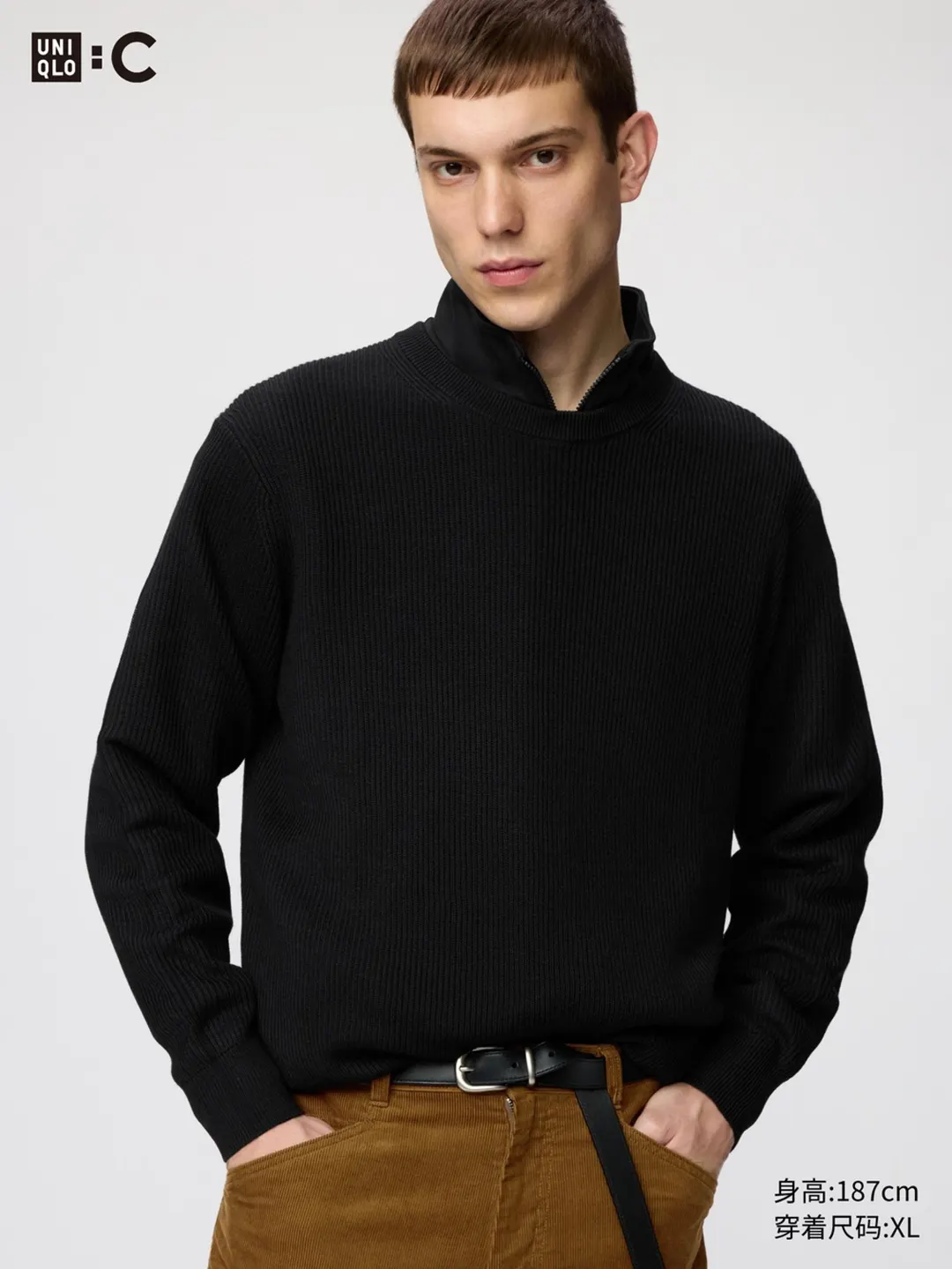 Джемпер из смесовой шерсти с круглым вырезом, Uniqlo