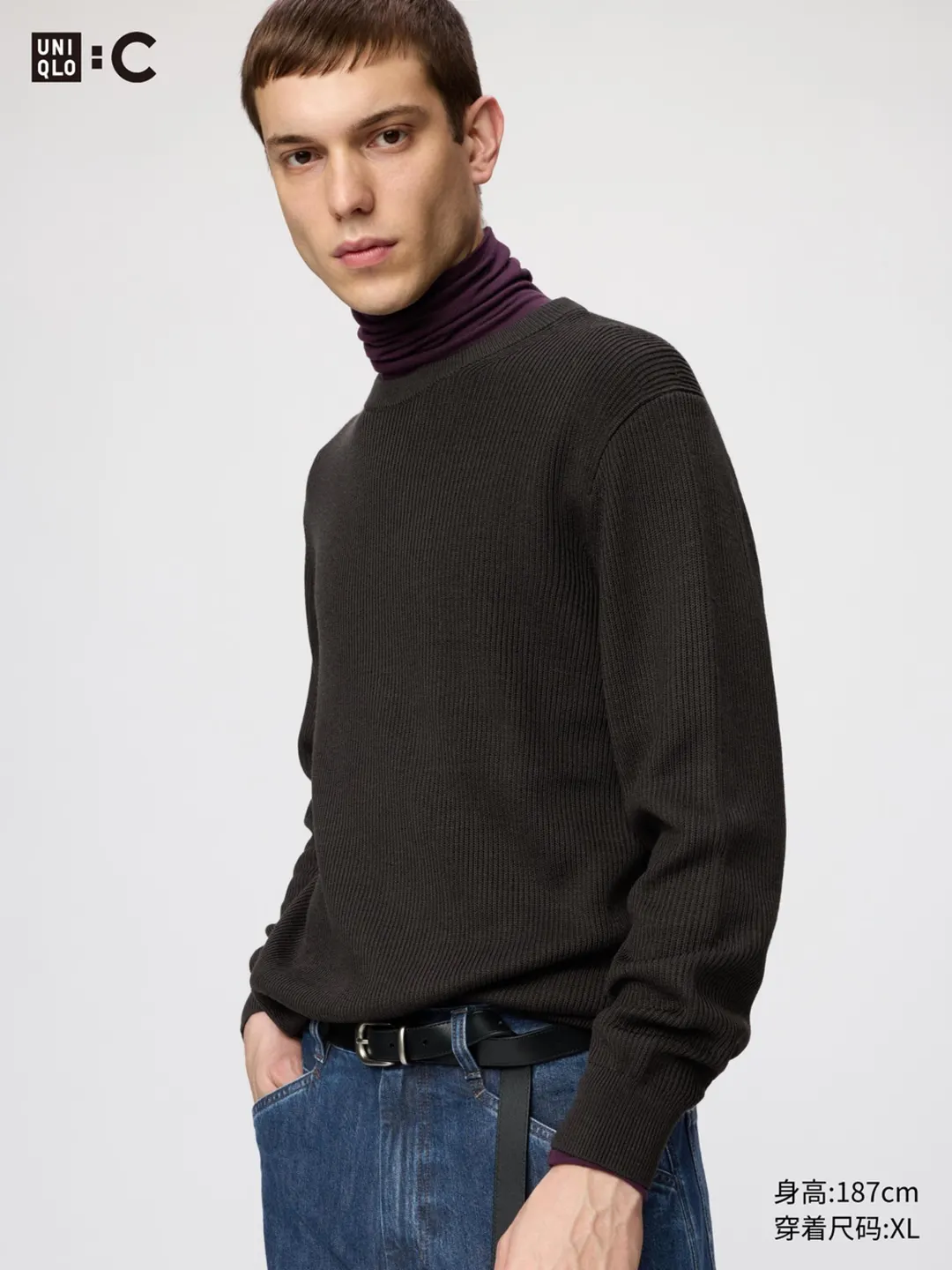 Джемпер из смесовой шерсти с круглым вырезом, Uniqlo