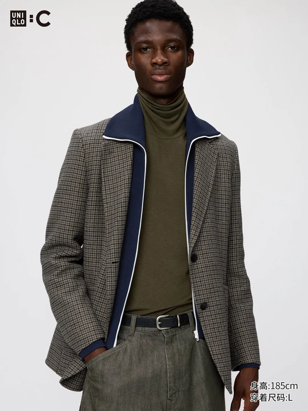 Пиджак из двухсторонней шерстяной ткани в клетку, Uniqlo
