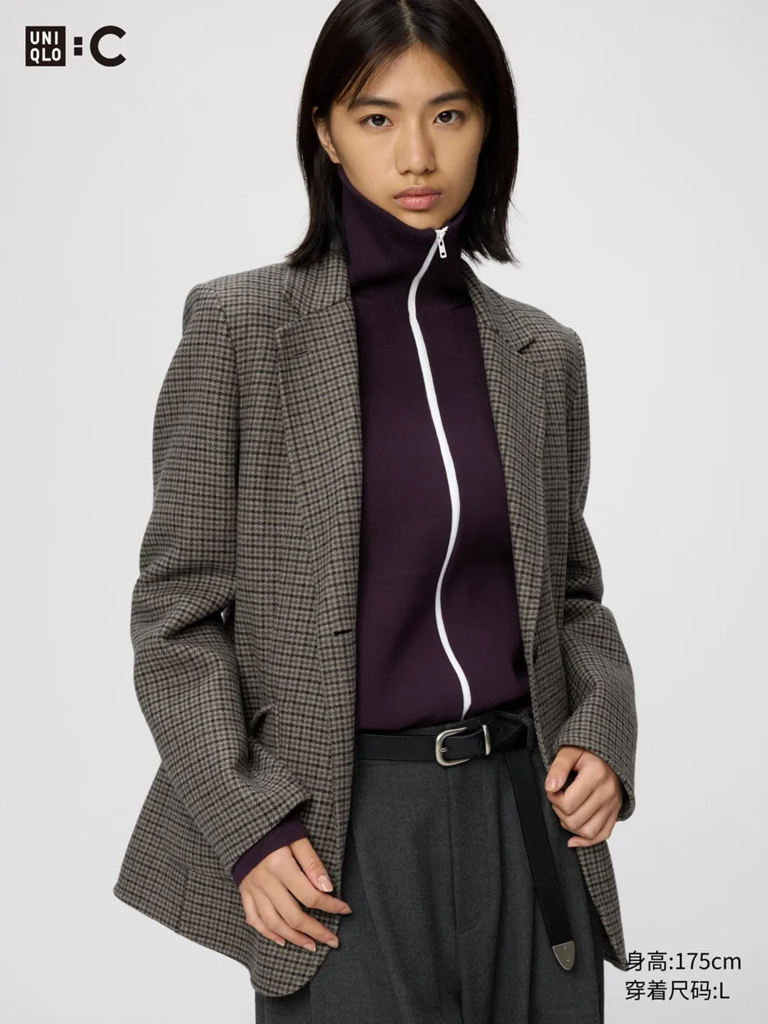 Пиджак из двухсторонней шерстяной ткани в клетку, Uniqlo