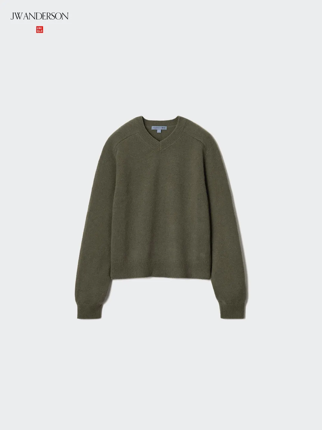 Свитер укороченный из смеси шерсти и кашемира с V-образным вырезом, Uniqlo