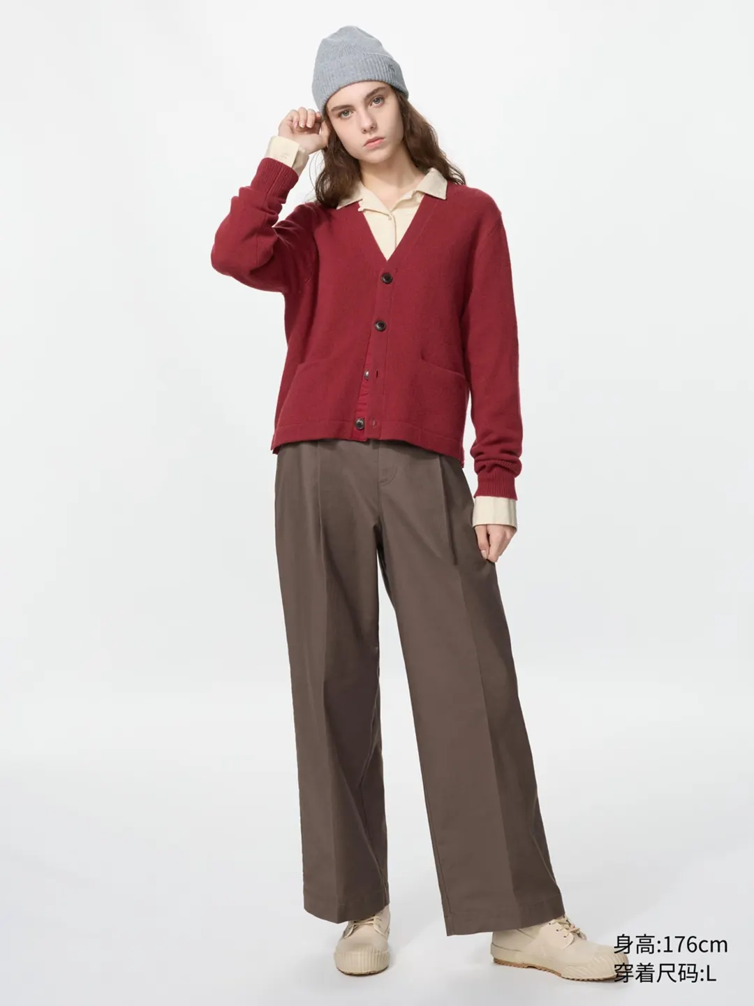 Укороченный кардиган из мягкой овечьей шерсти с V-образным вырезом, Uniqlo