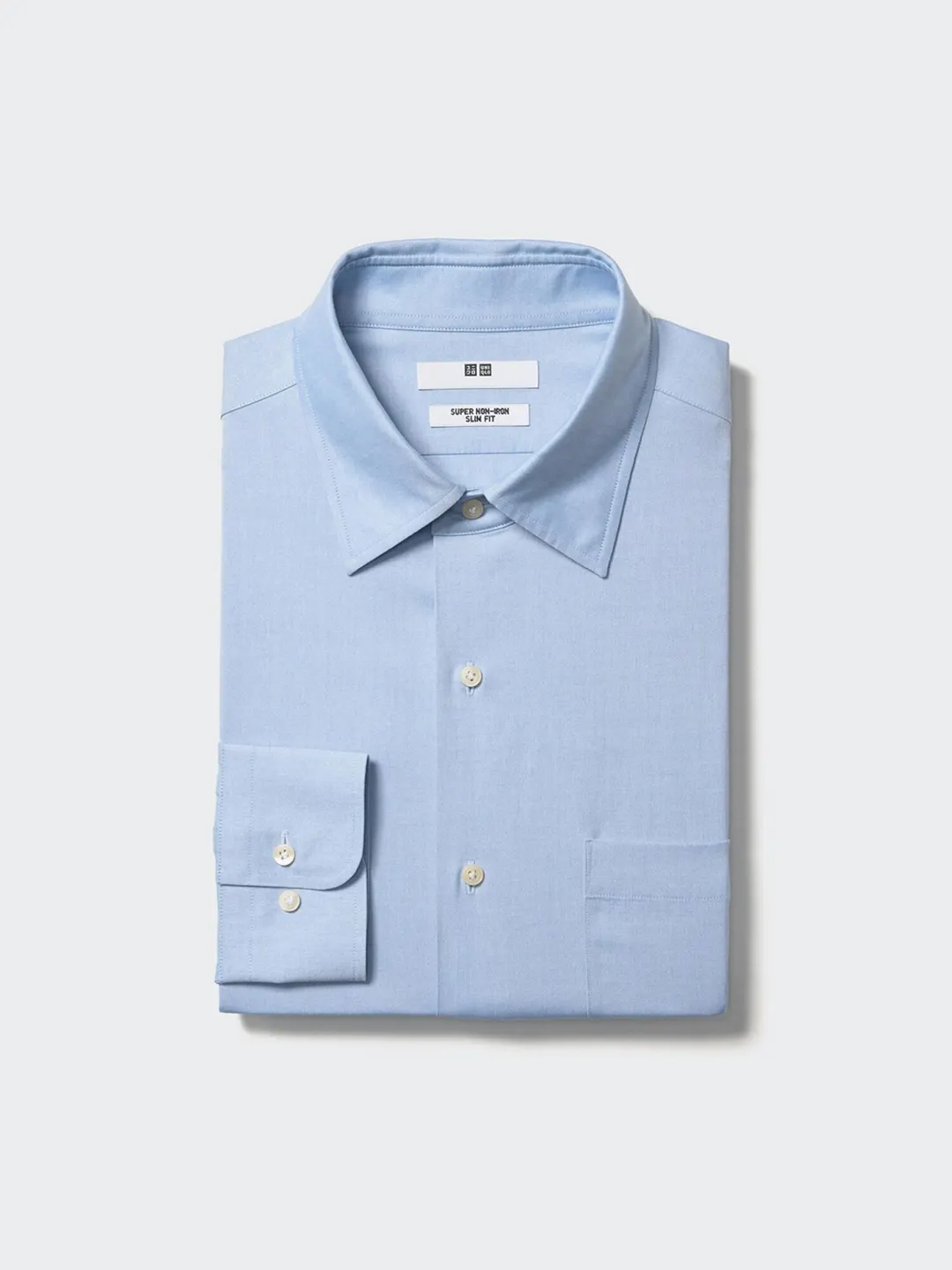 Приталенная немнущаяся рубашка с классическим воротником, Uniqlo