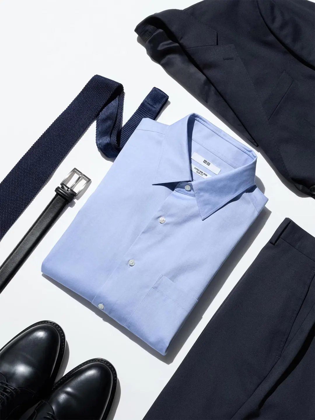 Приталенная немнущаяся рубашка с классическим воротником, Uniqlo