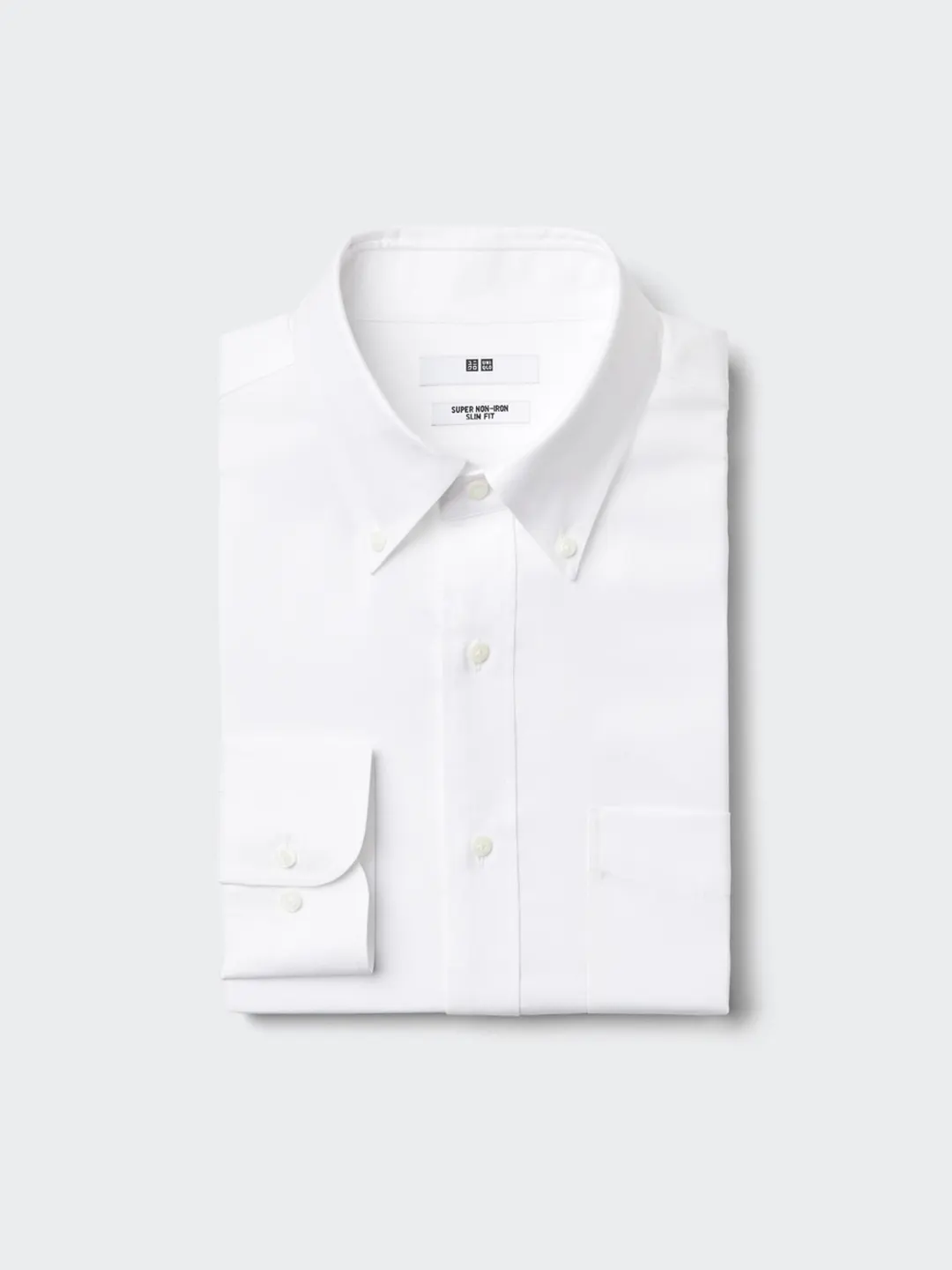 Приталенная немнущаяся рубашка с воротником на пуговицах, Uniqlo