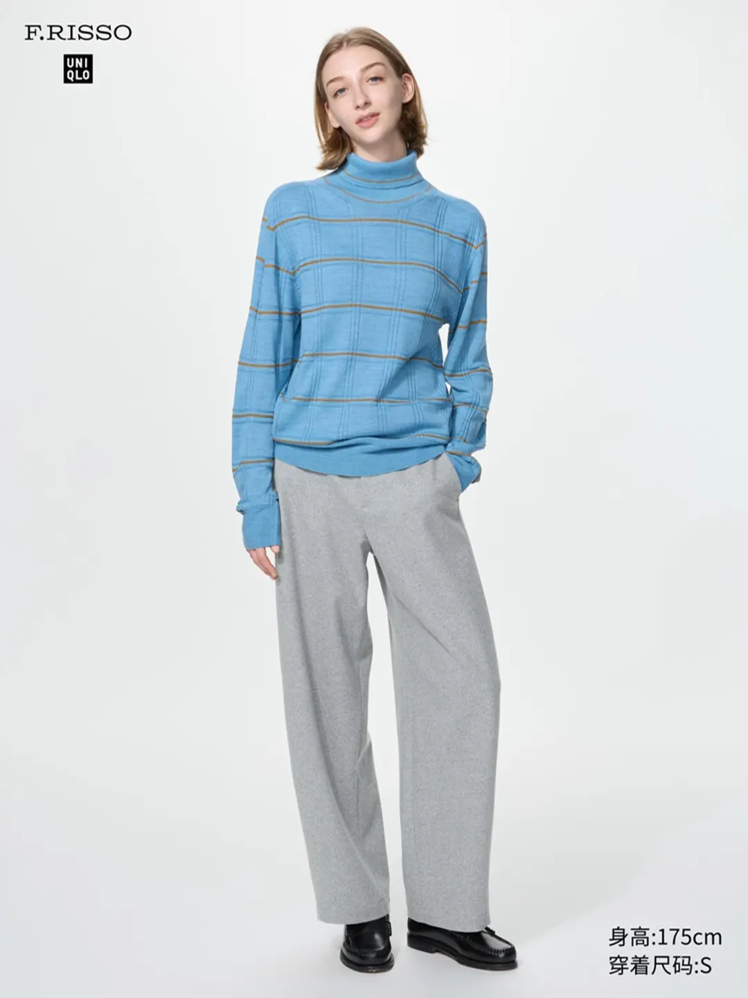 Свитер 3D из смесовой шерсти с воротником-гольф, Uniqlo