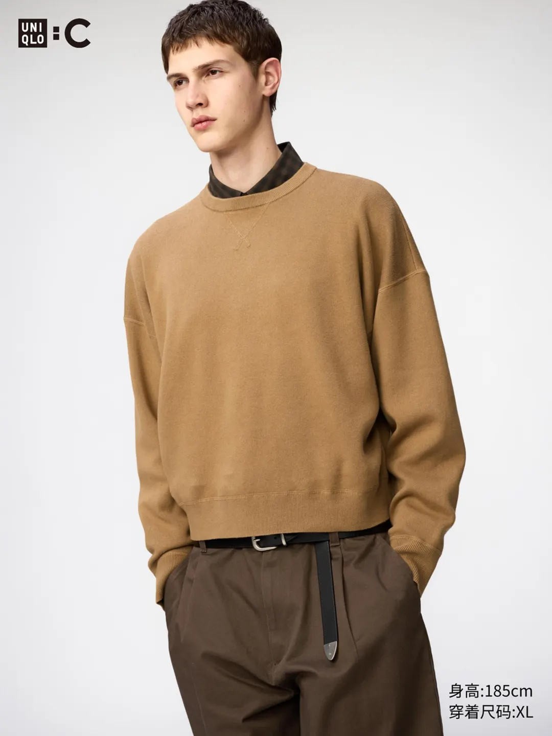 Джемпер из гладкого хлопка с круглым вырезом, Uniqlo