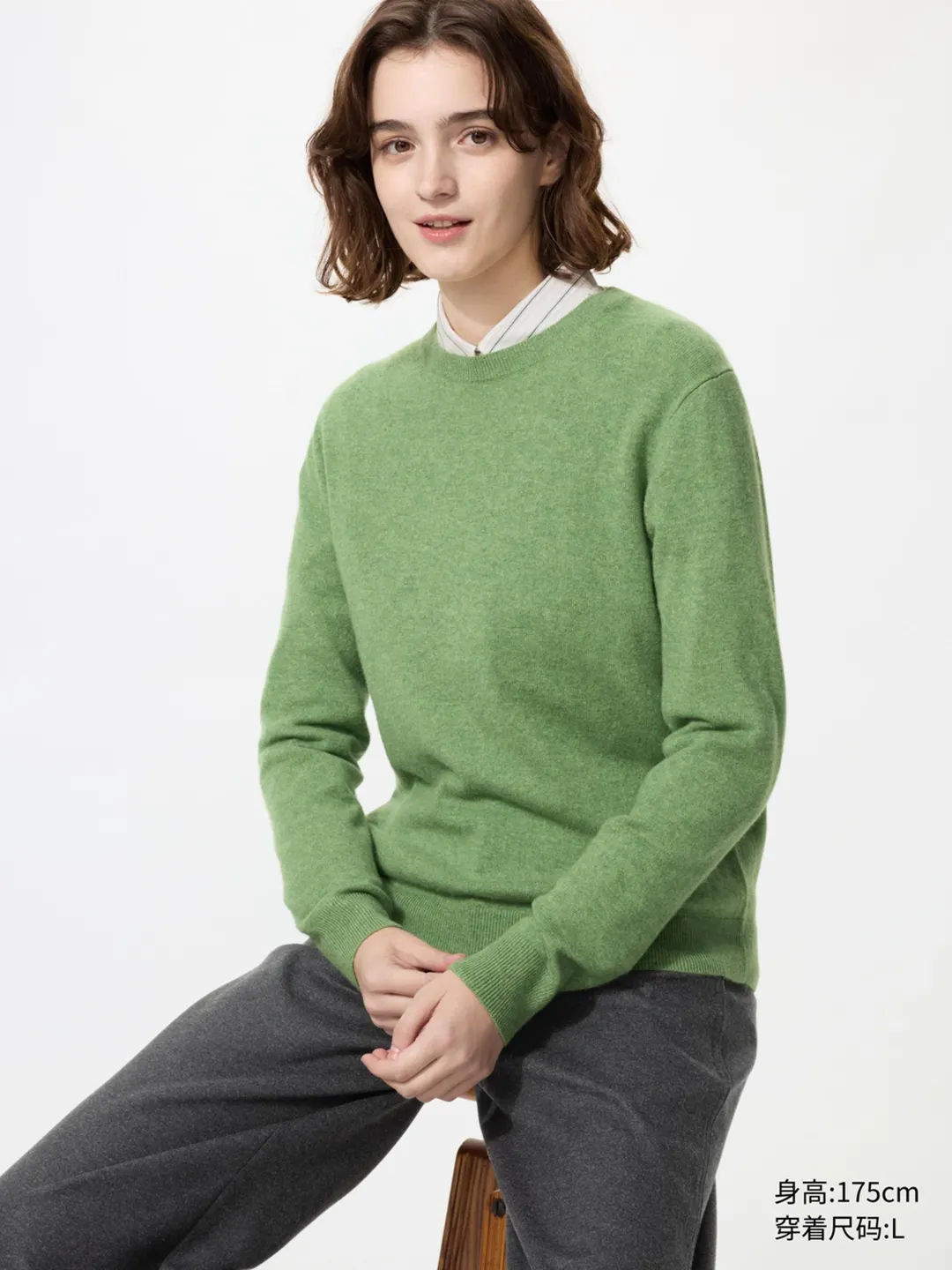 Джемпер из кашемира с круглым вырезом, Uniqlo