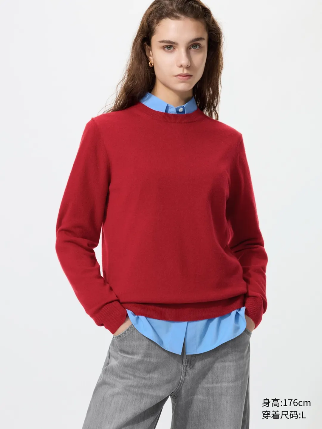 Джемпер из кашемира с круглым вырезом, Uniqlo