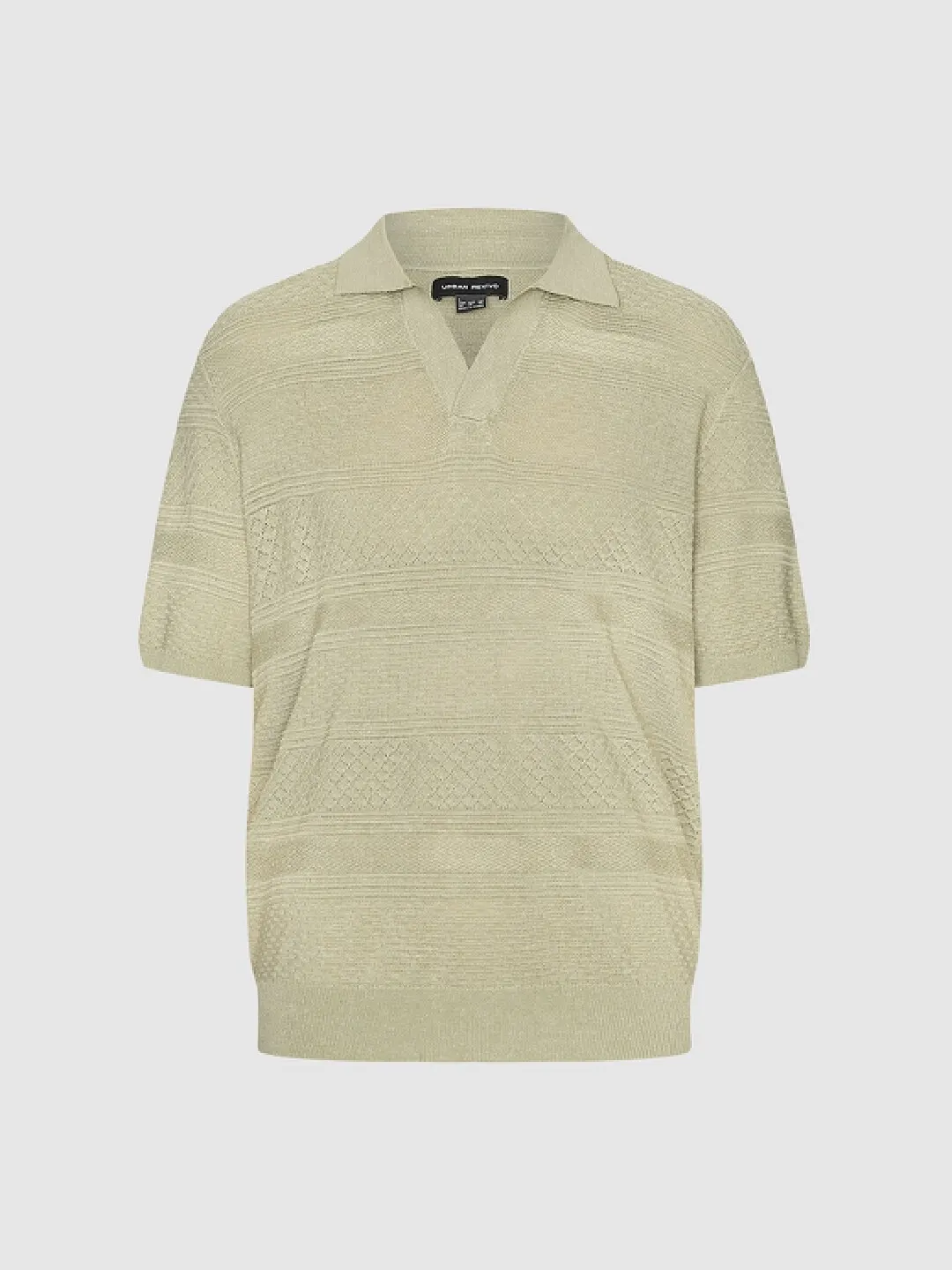 Ажурное поло Oatmeal Grey с узором в ромб, Urban Revivo