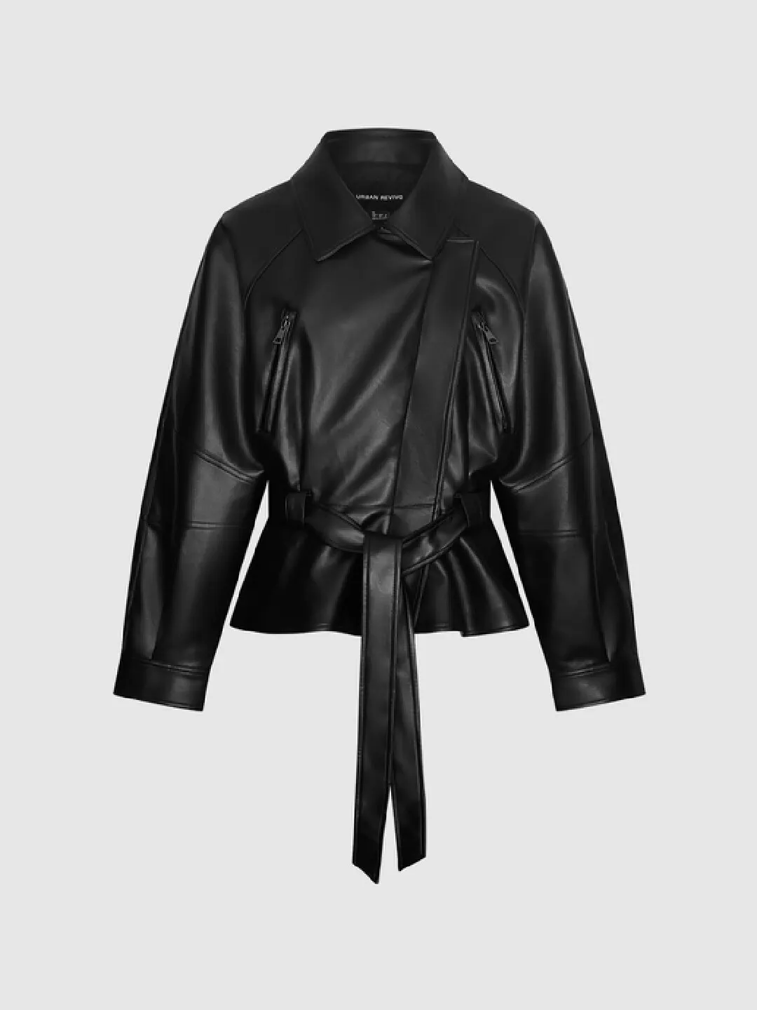 Куртка из искусственной кожи с косой застежкой и поясом, Urban Revivo