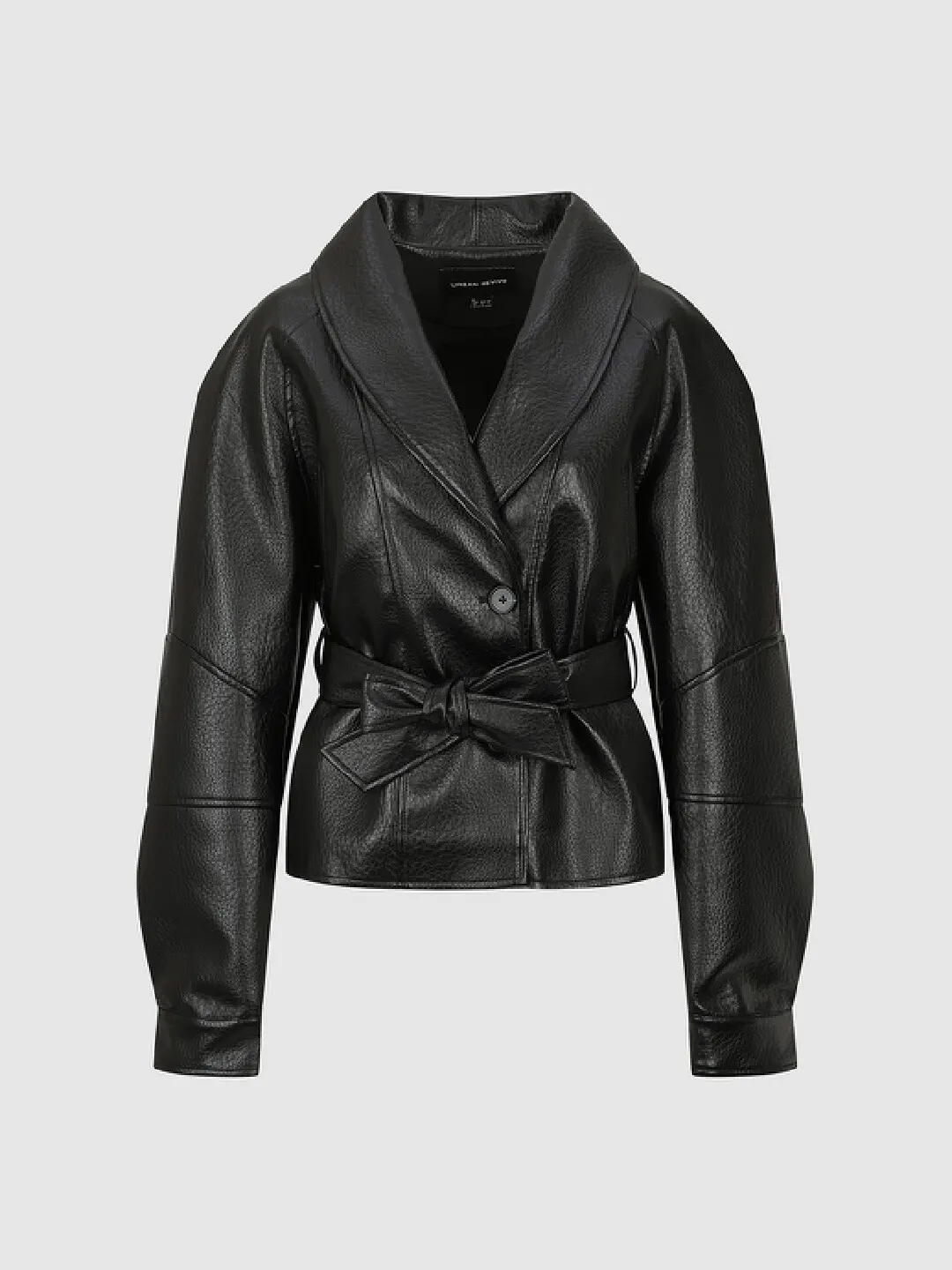 Куртка из кожи с запахом и поясом, Urban Revivo