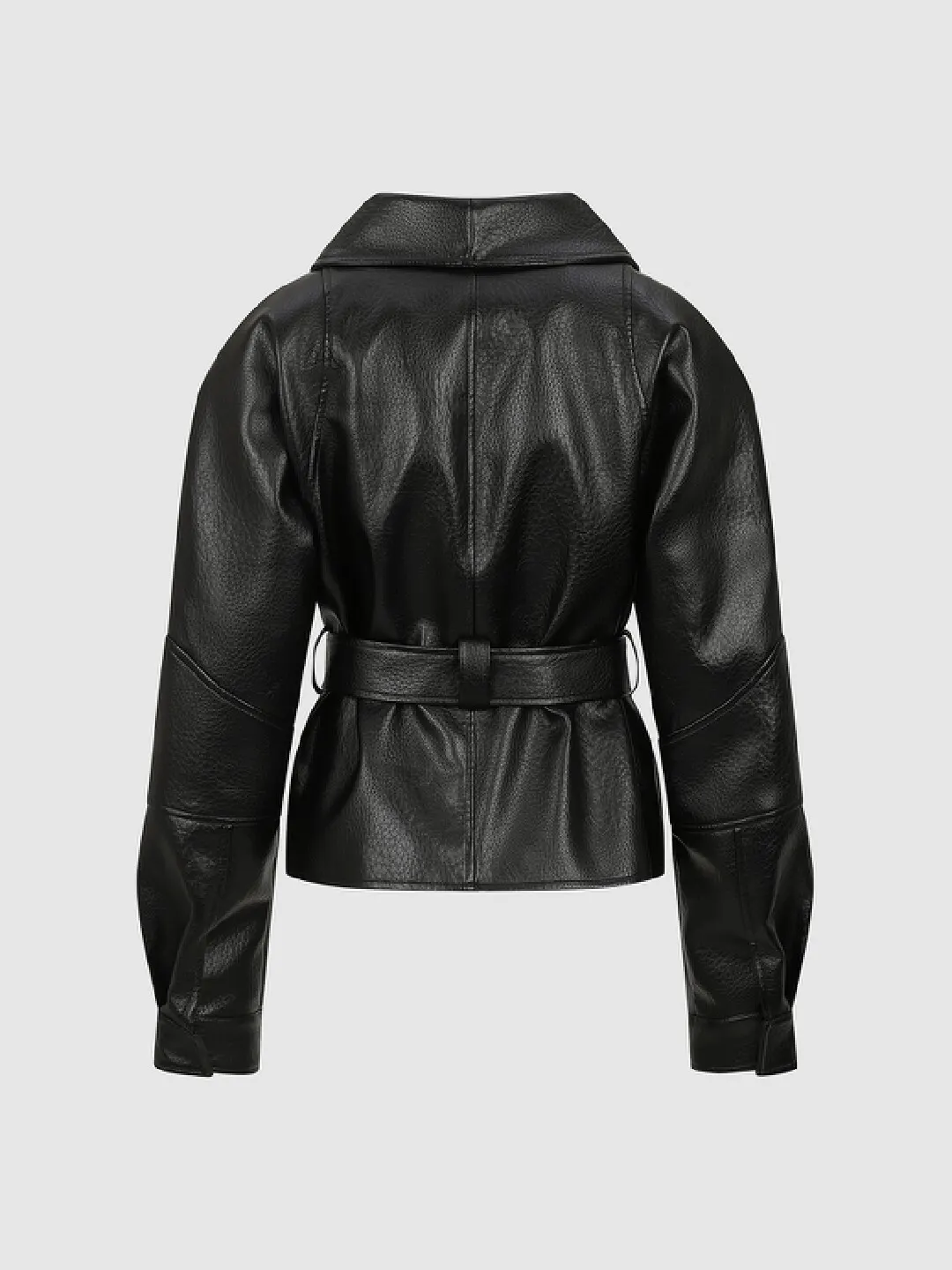 Куртка из кожи с запахом и поясом, Urban Revivo
