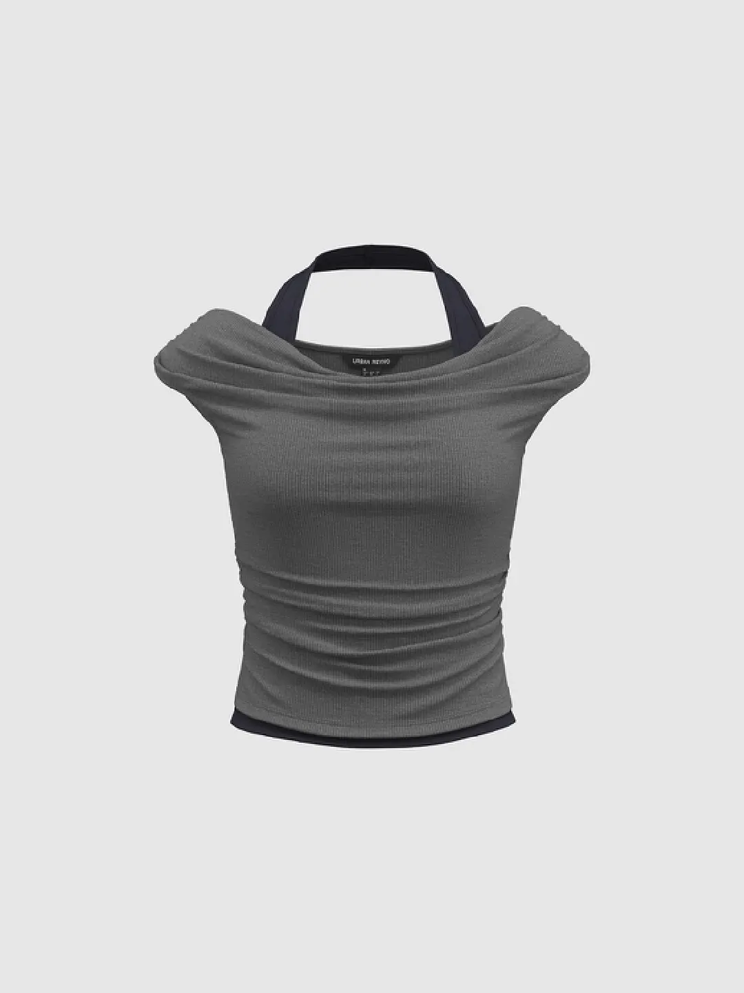 Футболка с эффектом многослойности, халтером и сборками, Urban Revivo