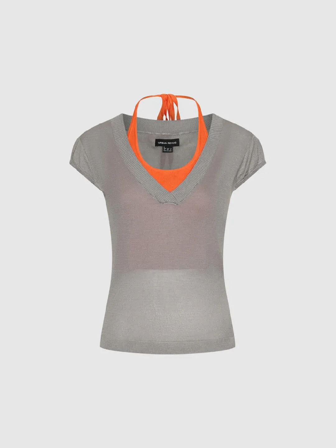 Футболка вязаная с халтером, контрастными завязками и эффектом многослойности, Urban Revivo