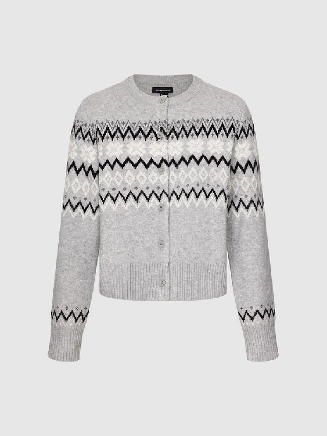 Овсяно-серый кардиган с жаккардовым узором Fair Isle, Urban Revivo