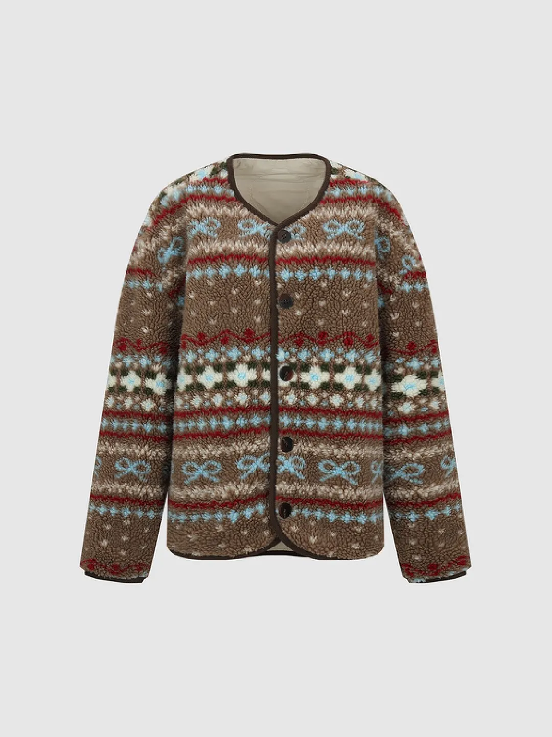Куртка утепленная с пушистым жаккардовым узором Fair Isle, Urban Revivo