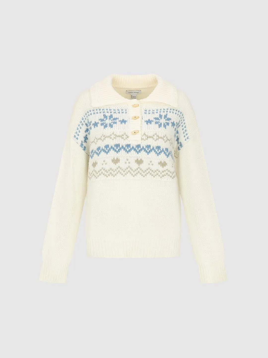 Джемпер жаккардовый с узором Fair Isle и воротником поло, Urban Revivo