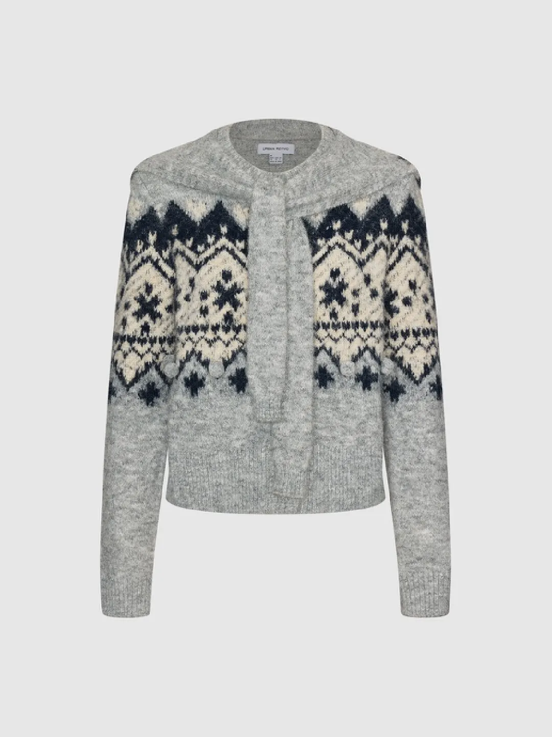 Кардиган-накидка с узором Fair Isle Oatmeal Gray, Urban Revivo