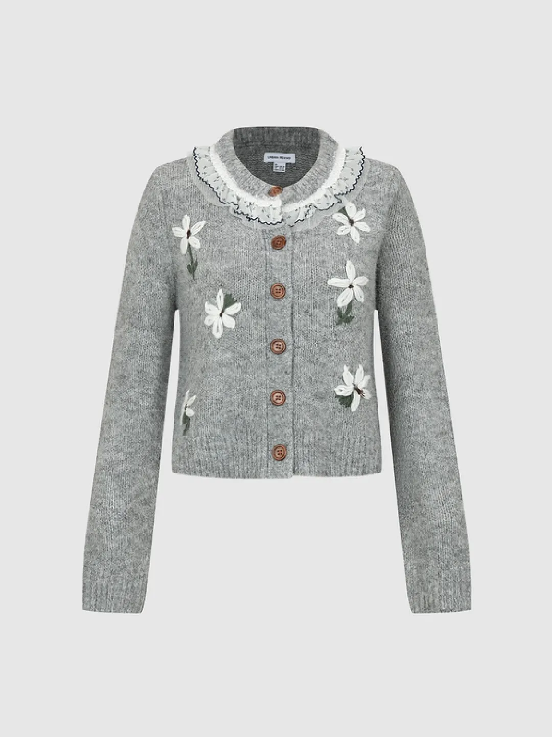 Кардиган с объемными цветами Oatmeal Gray, Urban Revivo
