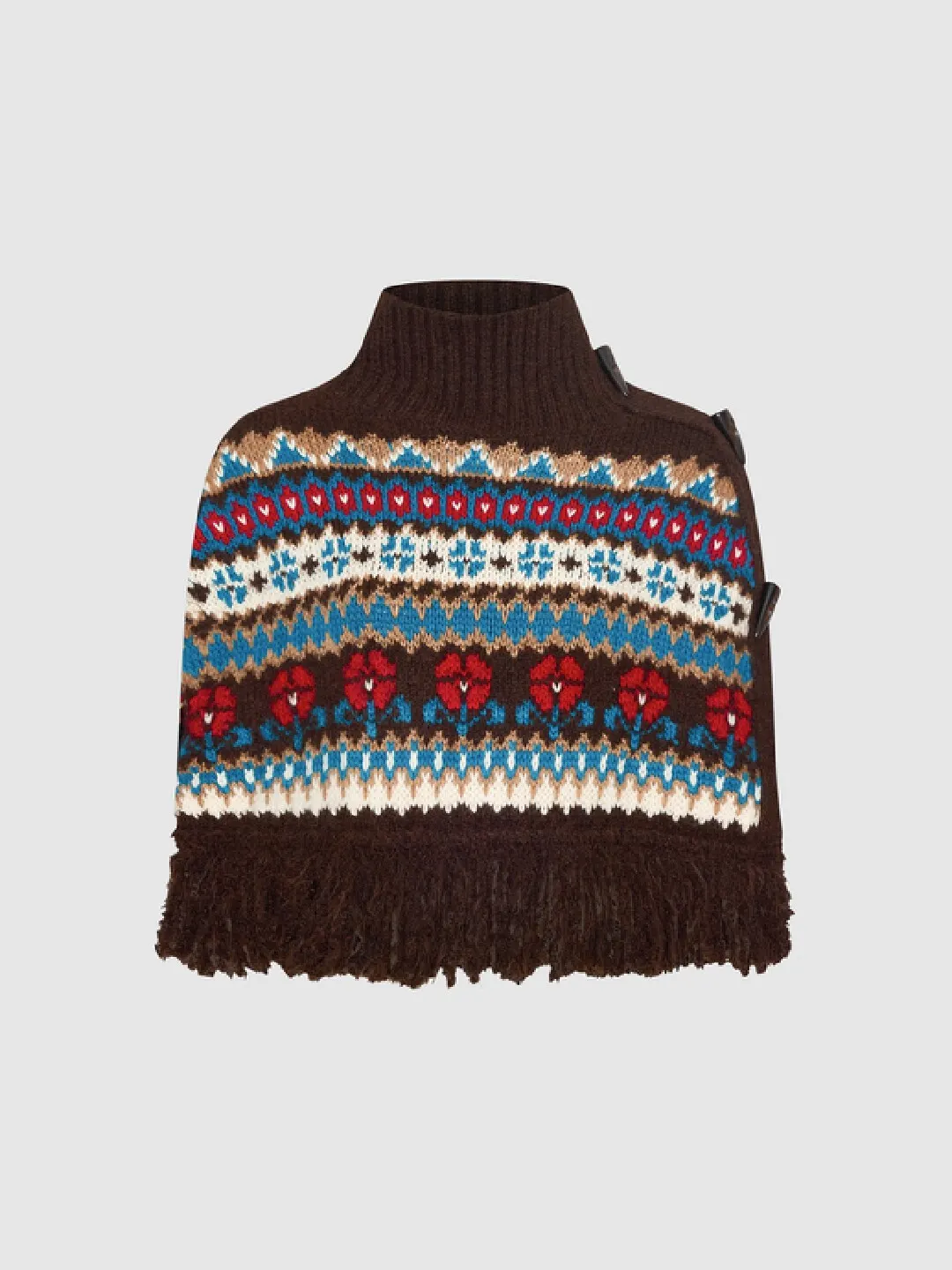 Трикотажная накидка с жаккардом Fair Isle и бахромой, Urban Revivo