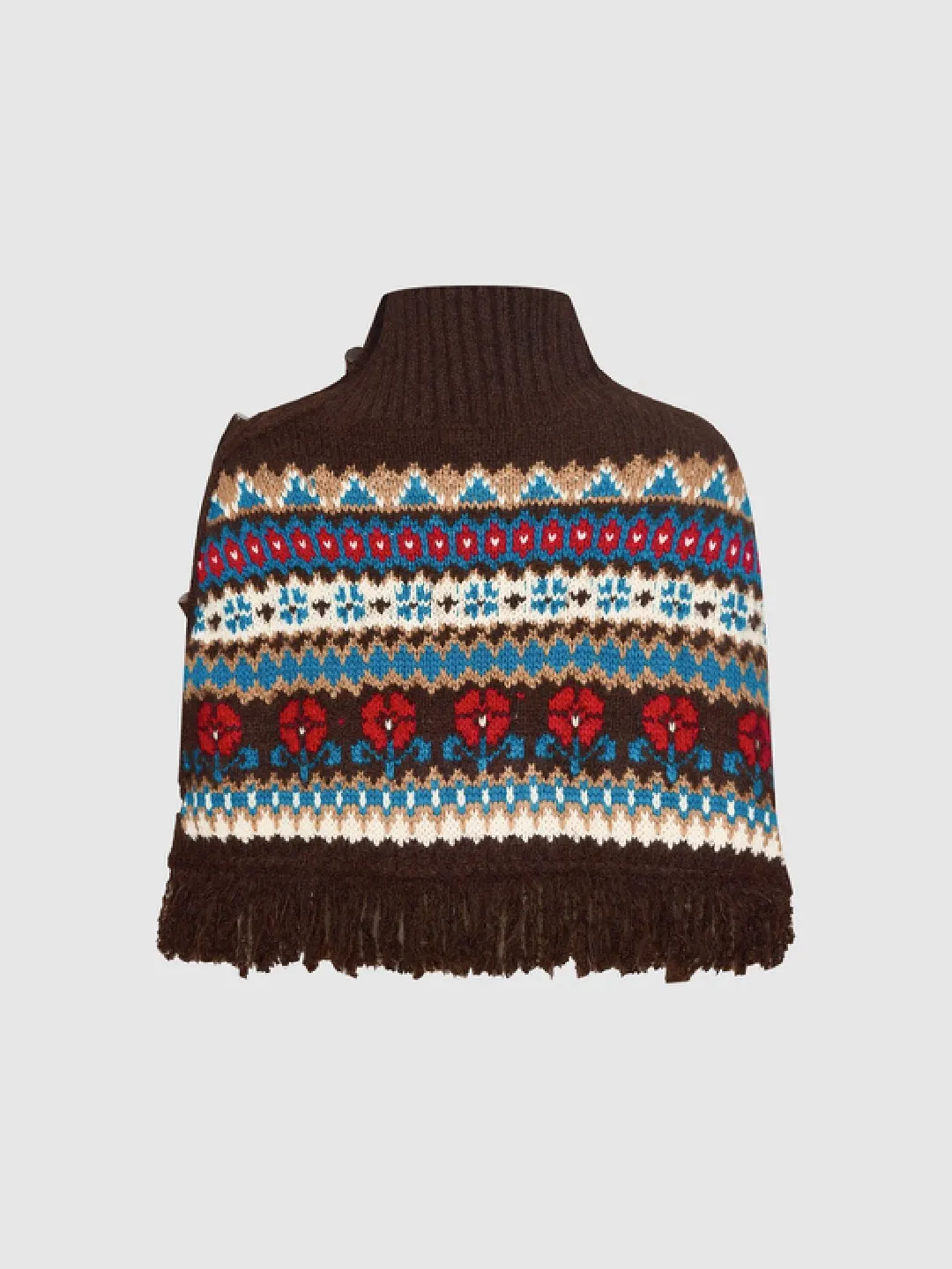 Трикотажная накидка с жаккардом Fair Isle и бахромой, Urban Revivo