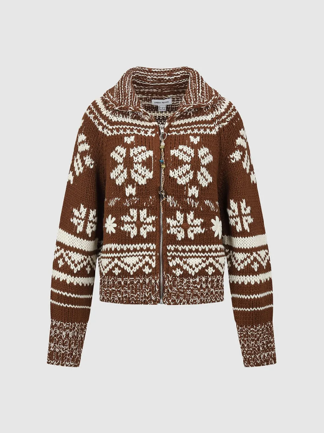 Кардиган на молнии с жаккардом Fair Isle и бусинами, Urban Revivo