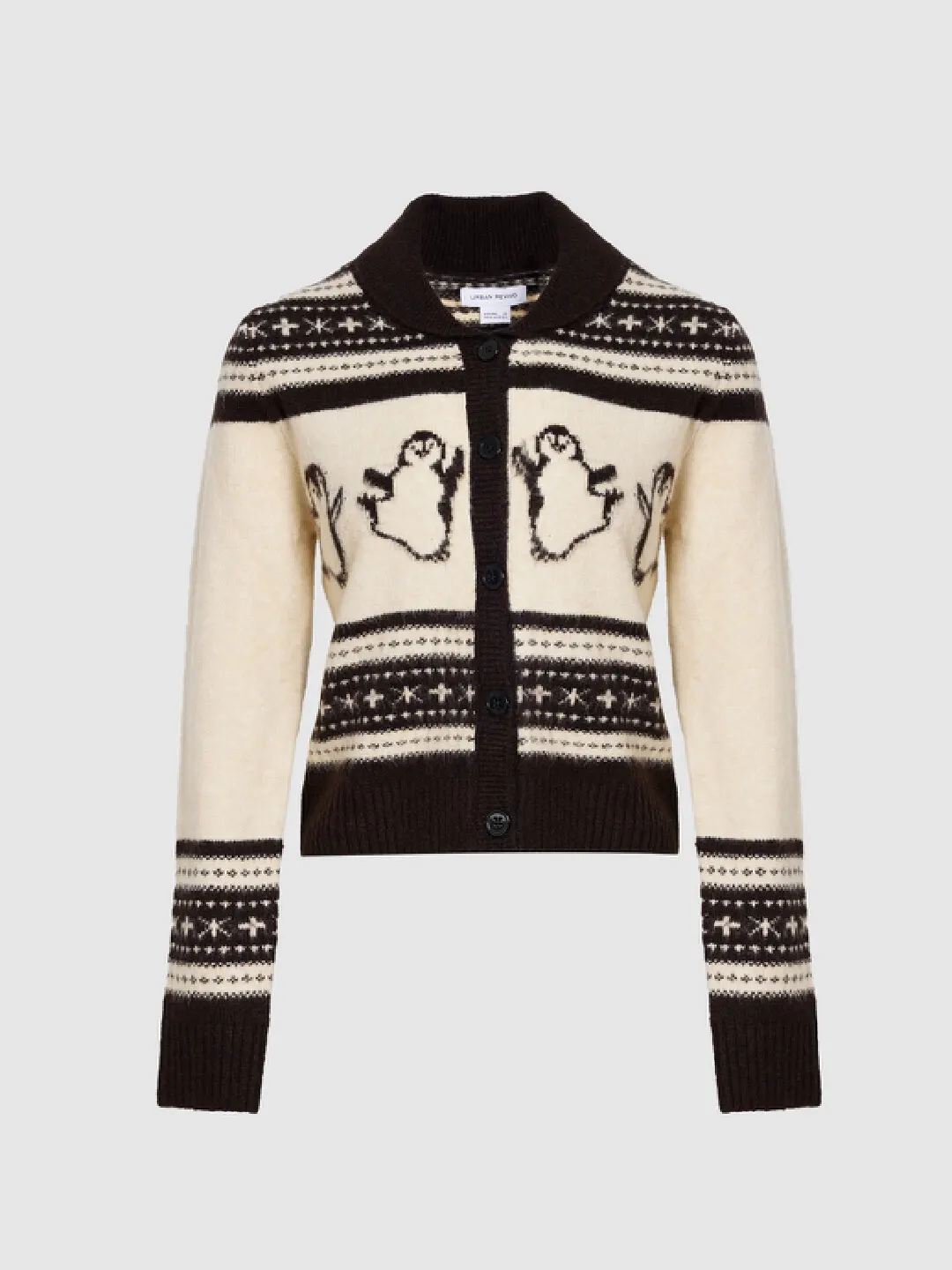 Овсяно-серый кардиган с жаккардовым узором Fair Isle, Urban Revivo