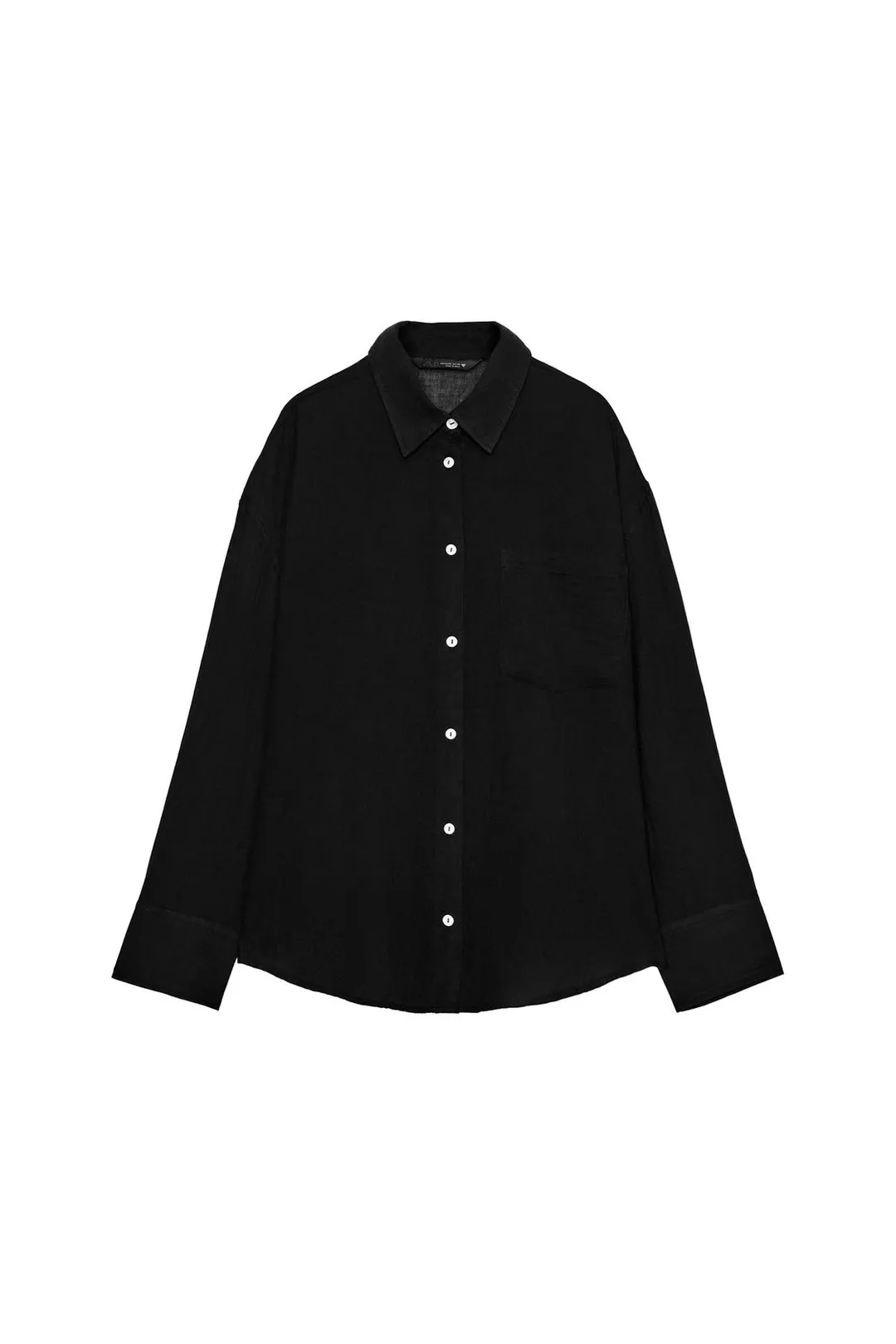 Рубашка оверсайз из газовой ткани с карманом, Zara