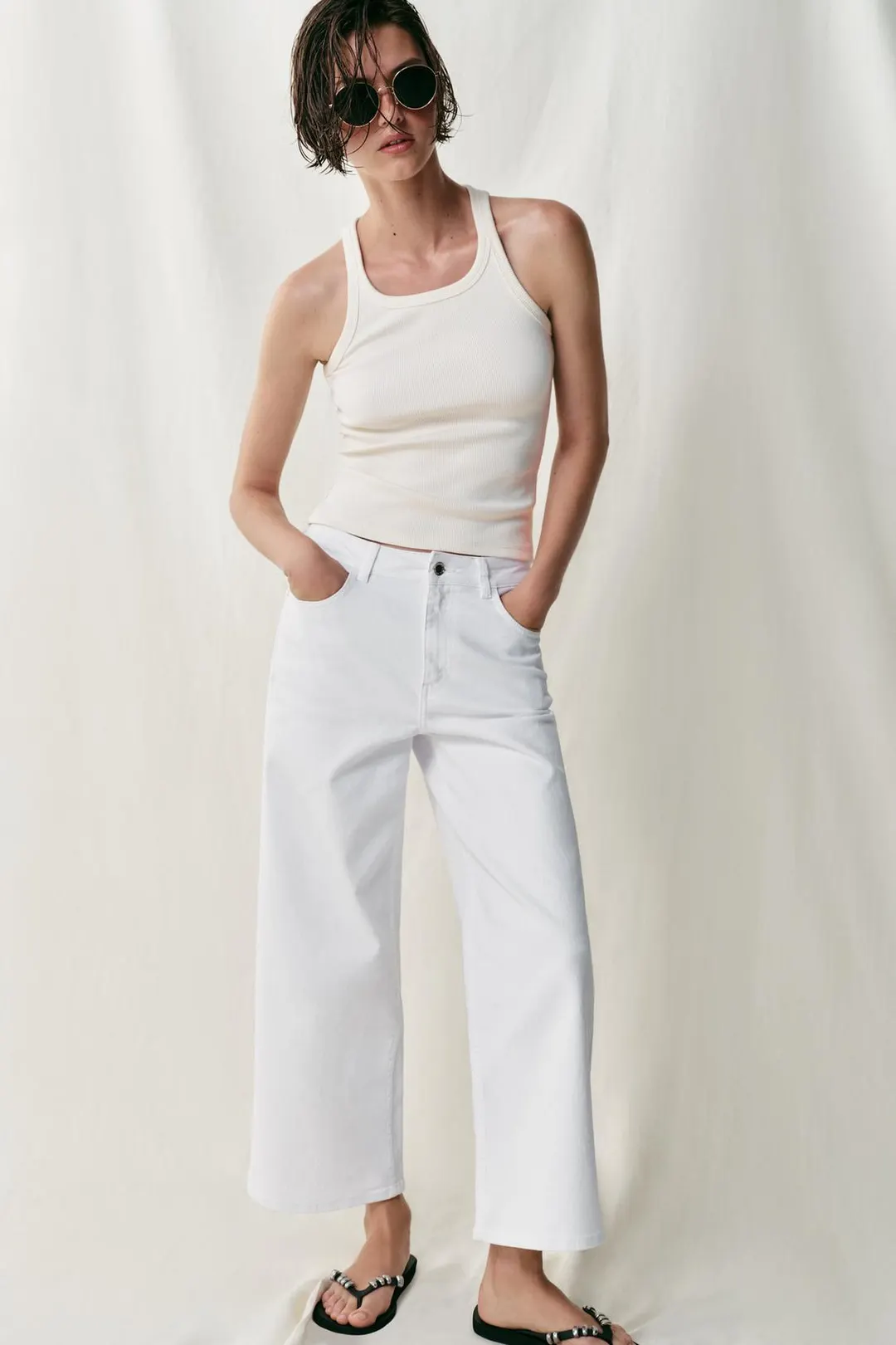 Джинсы-кюлоты комфортные Z1975 с высокой посадкой, Zara