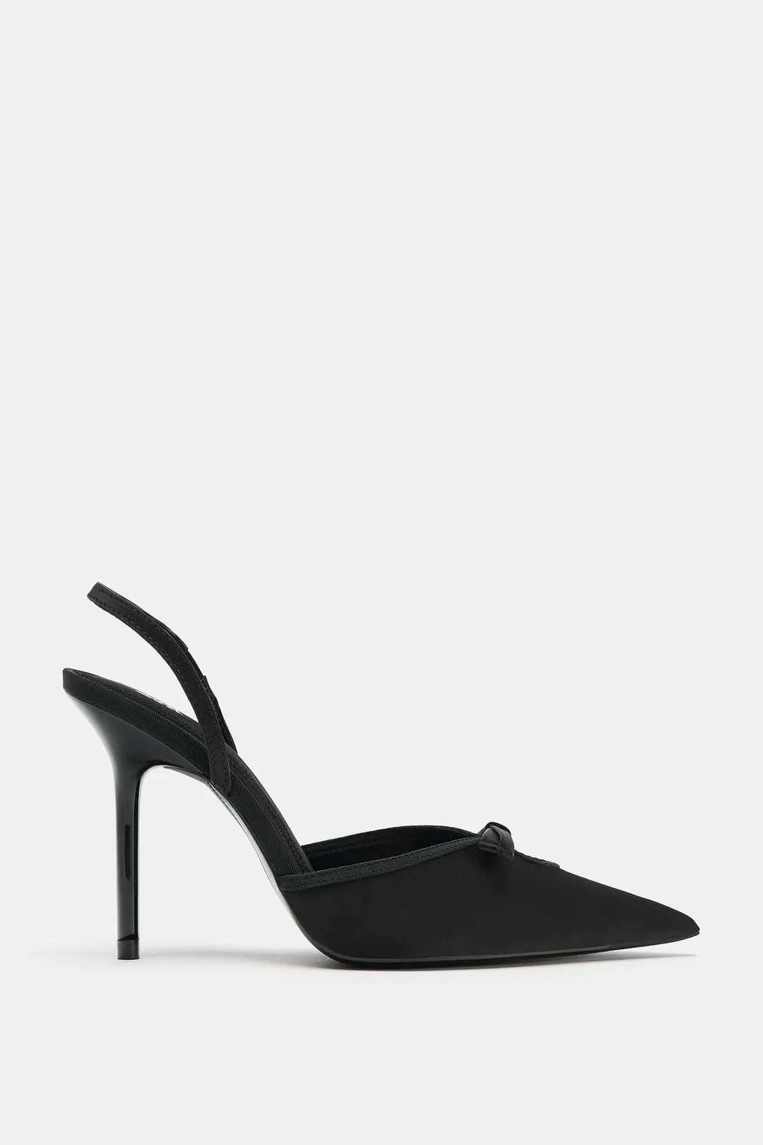 Туфли на каблуке с атласным эффектом и бантом, Zara