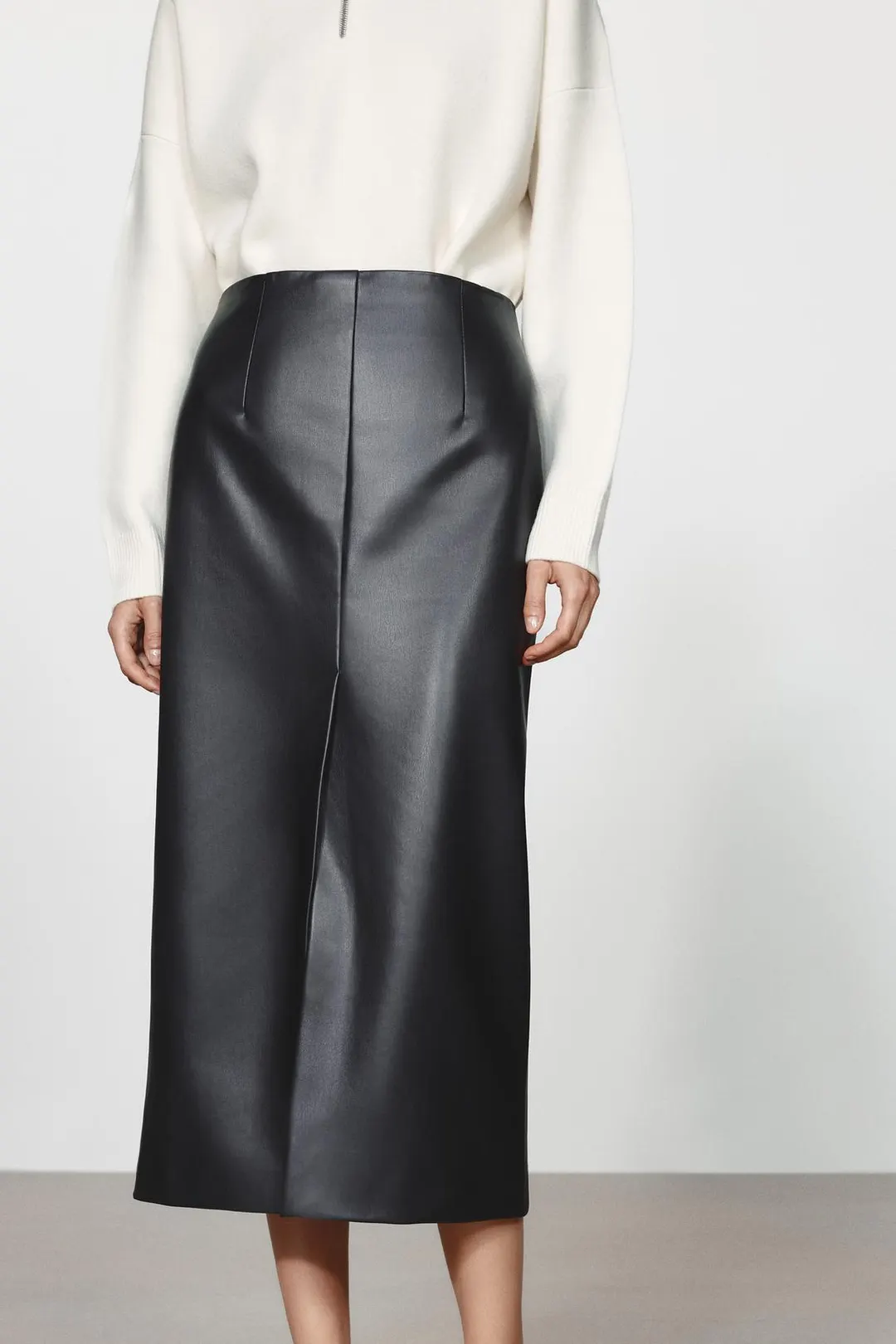 Юбка прямого кроя под кожу ZW Collection, Zara