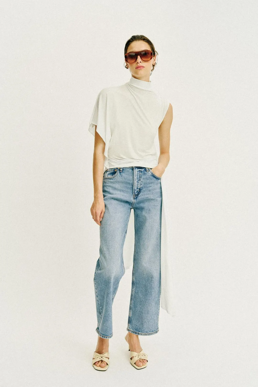 Прямые джинсы с высокой посадкой Z1975, Zara
