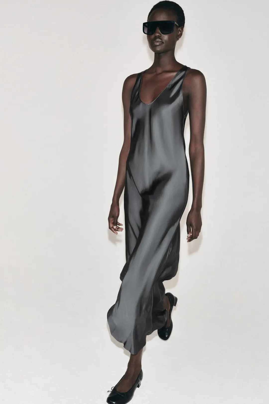 Платье длинное атласное ZW Collection, Zara