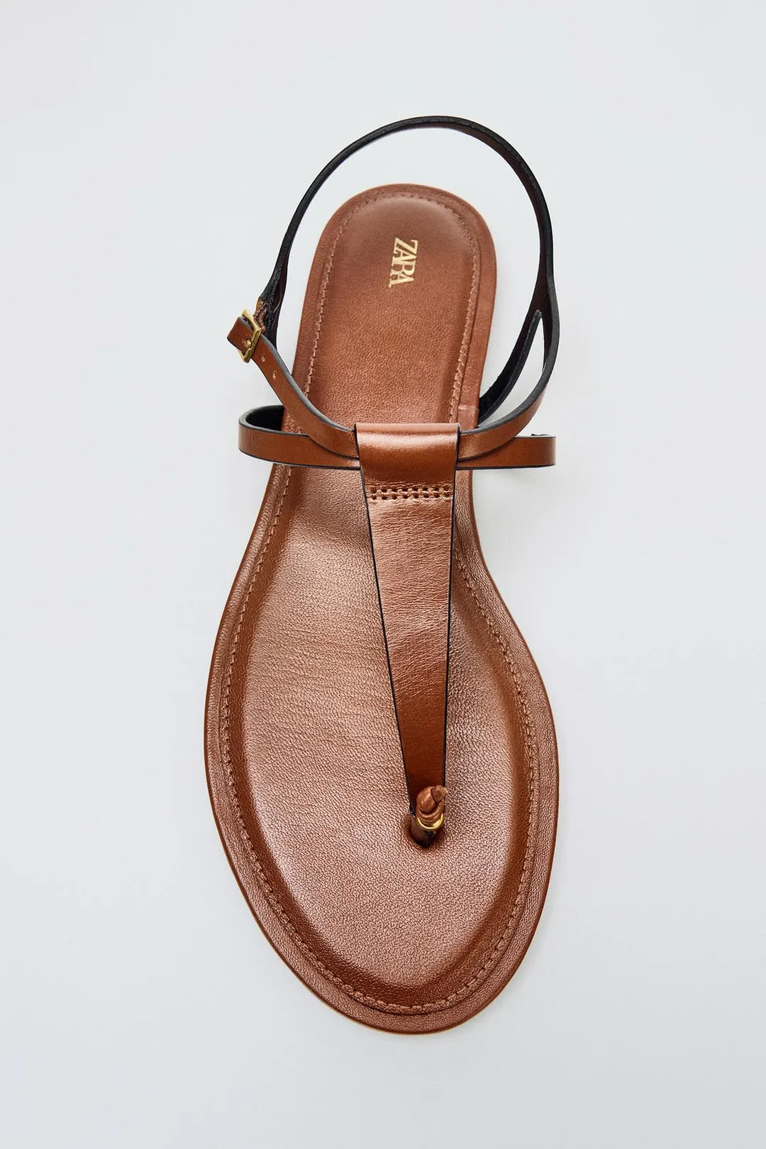 Кожаные сандалии без каблука, Zara