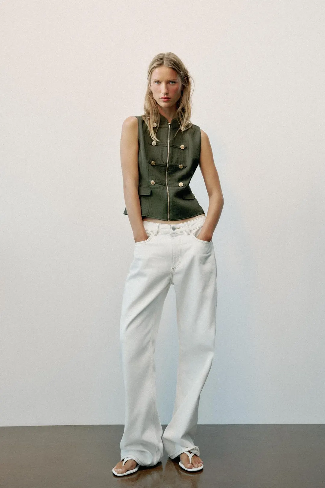 Жилет с застежкой на узел и молнией, Zara