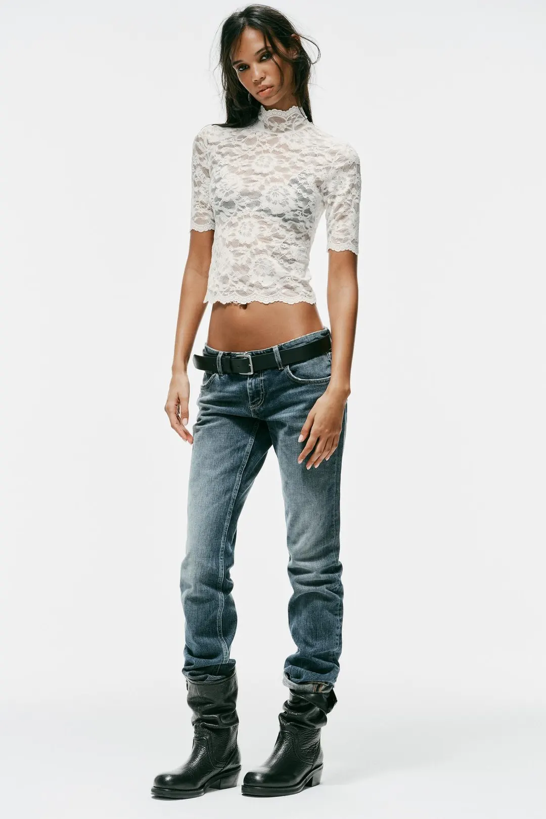 Топ кружевной со стразами, Zara